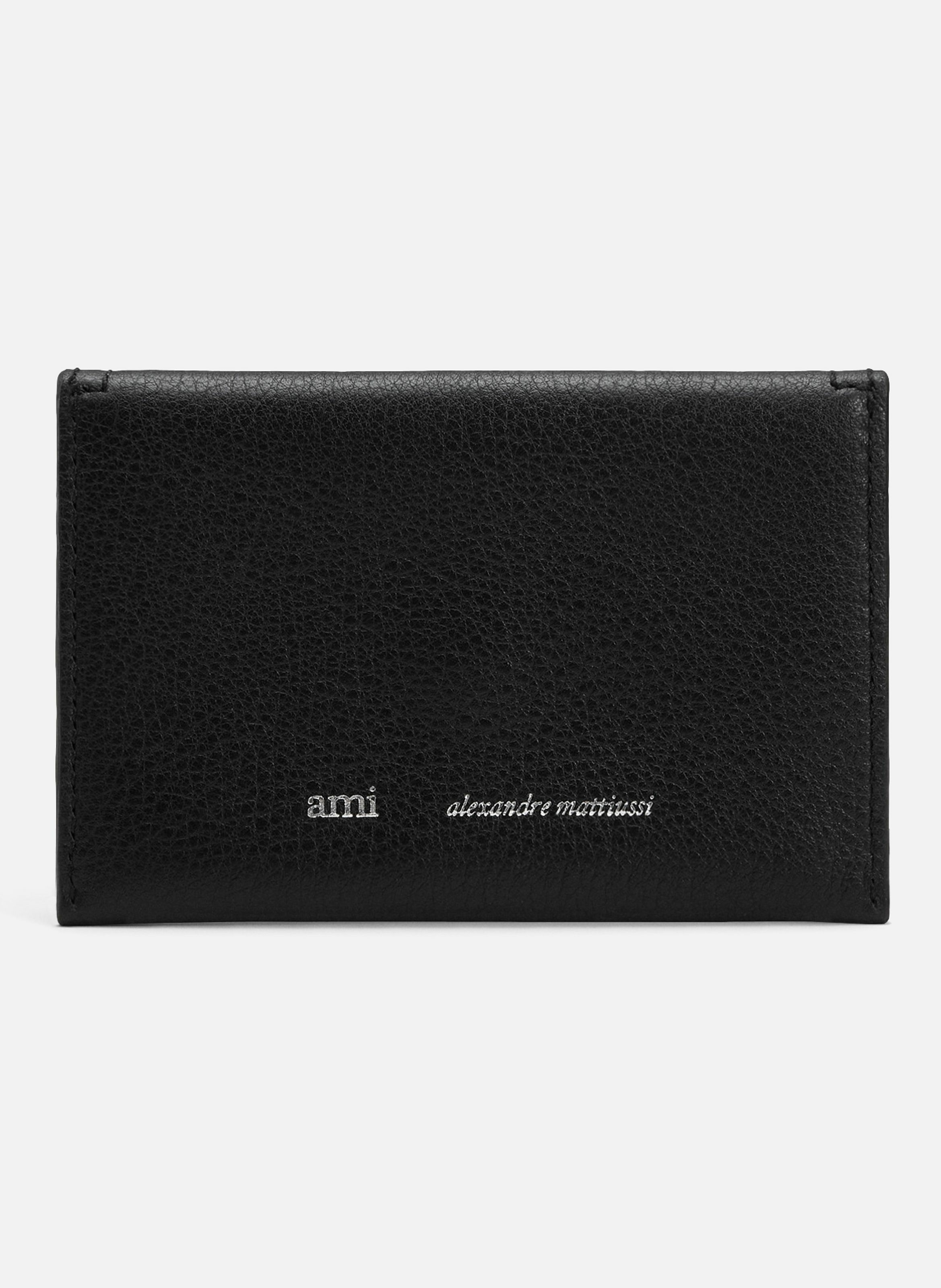 Porte cartes enveloppe etienne en cuir souple unisexe AMI PARIS Noir