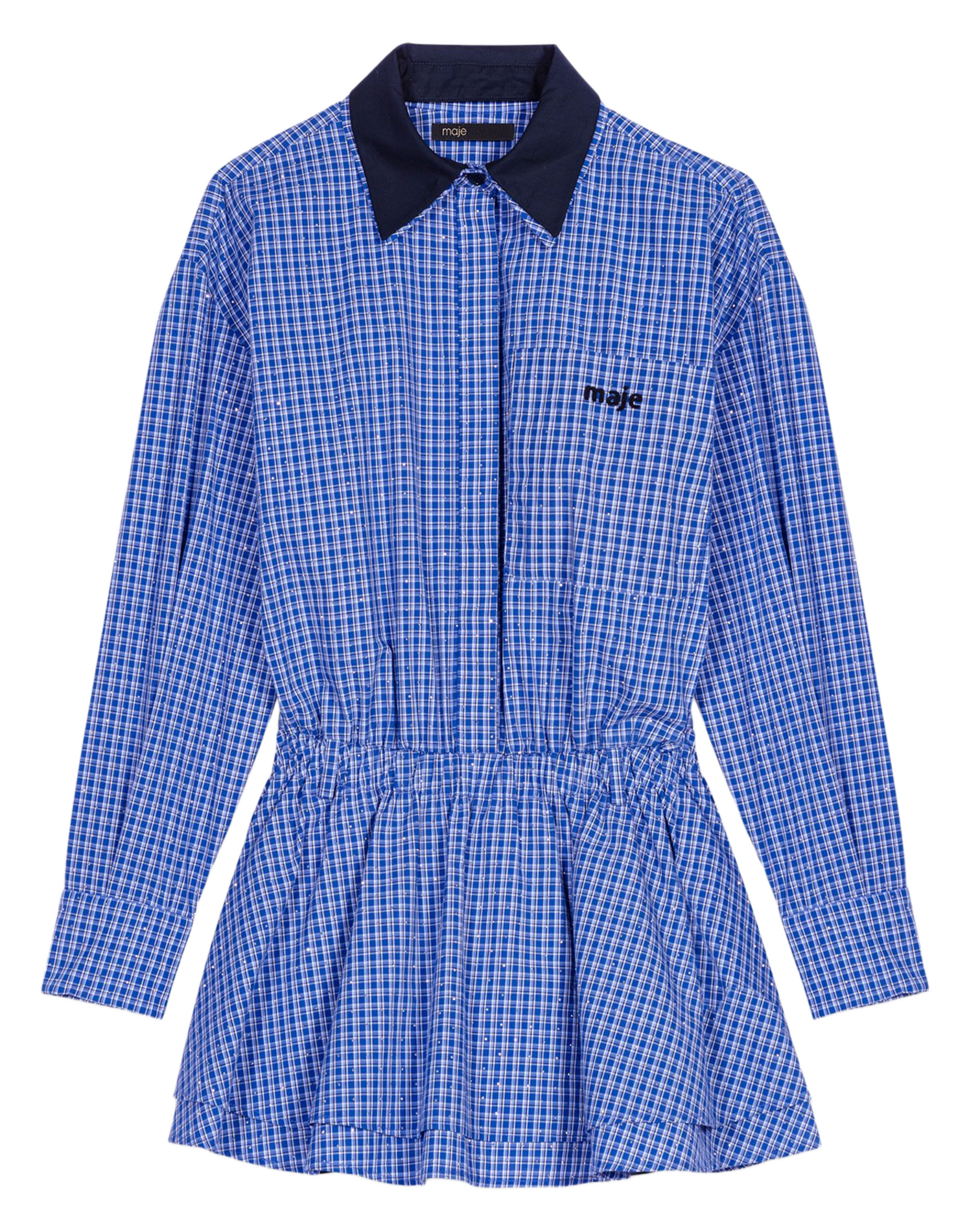 Robe courte col classique en coton MAJE Bleu