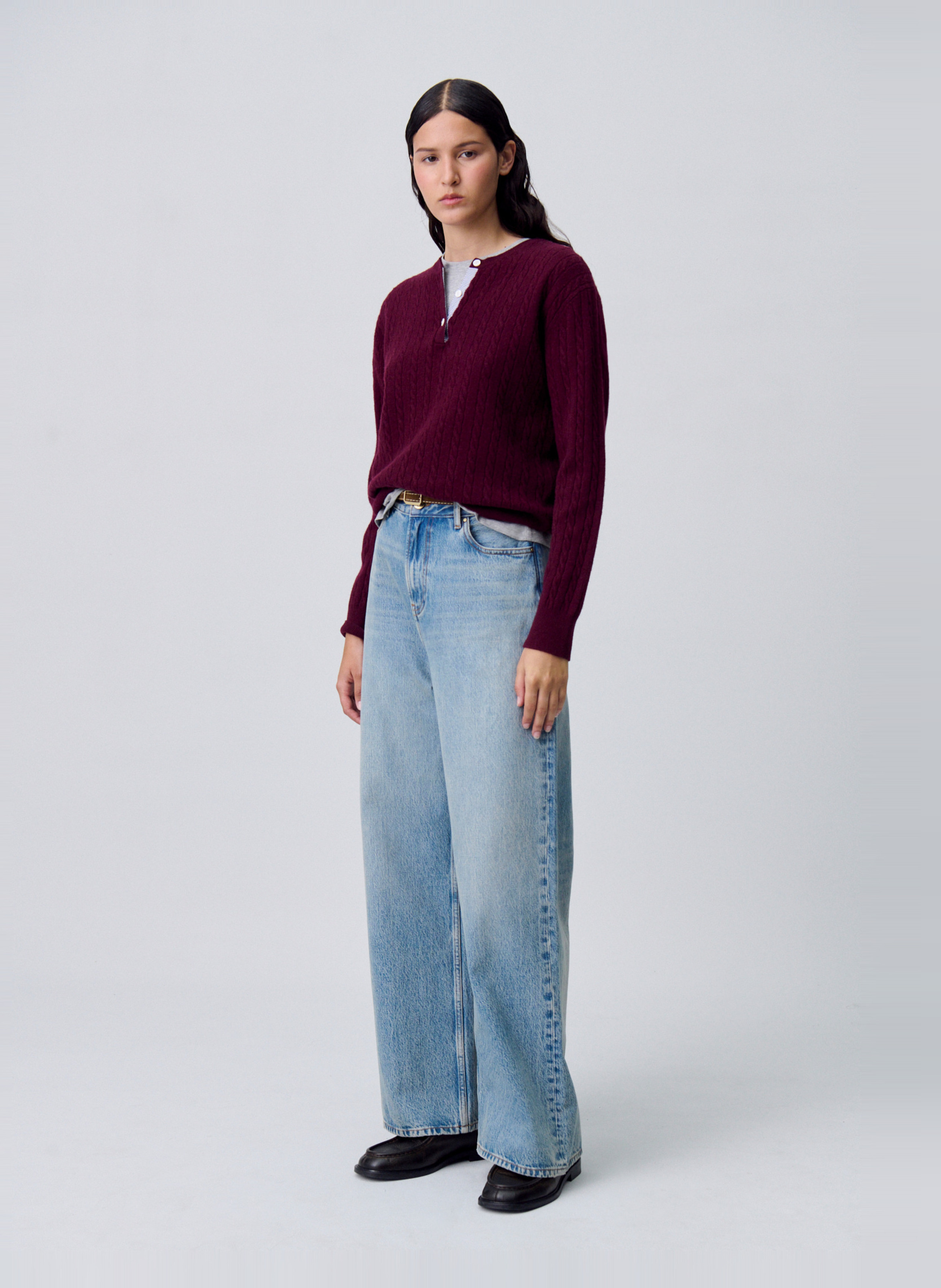 Pull droit en maille tressée CLAUDIE PIERLOT Rouge