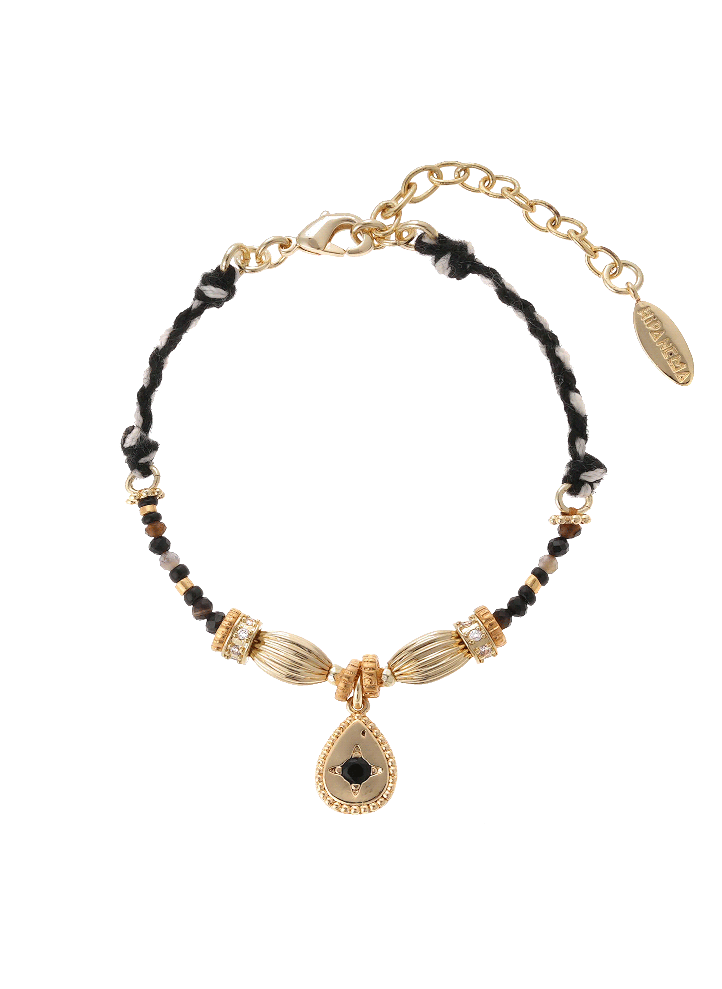 Bracelet cordon avec pampille zeniba HIPANEMA Noir