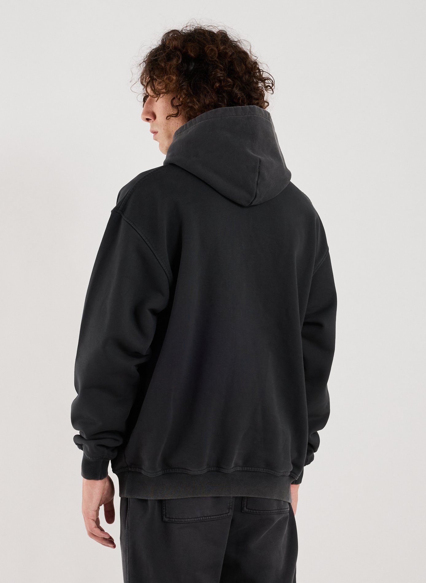 Sweatshirt à capuche imprimé en coton Noir