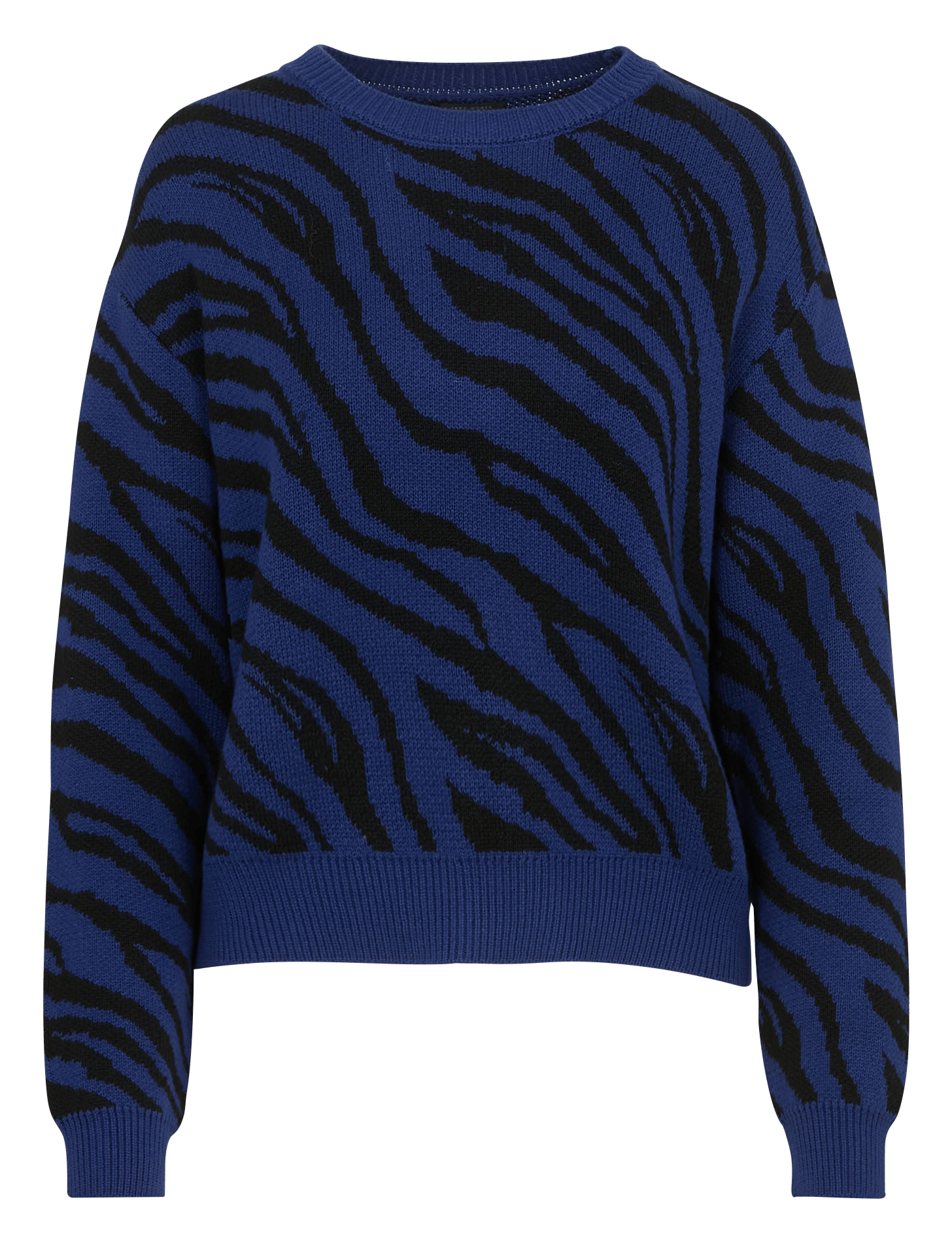 Pull ample col rond motif zèbre en coton mélangé IKKS Bleu