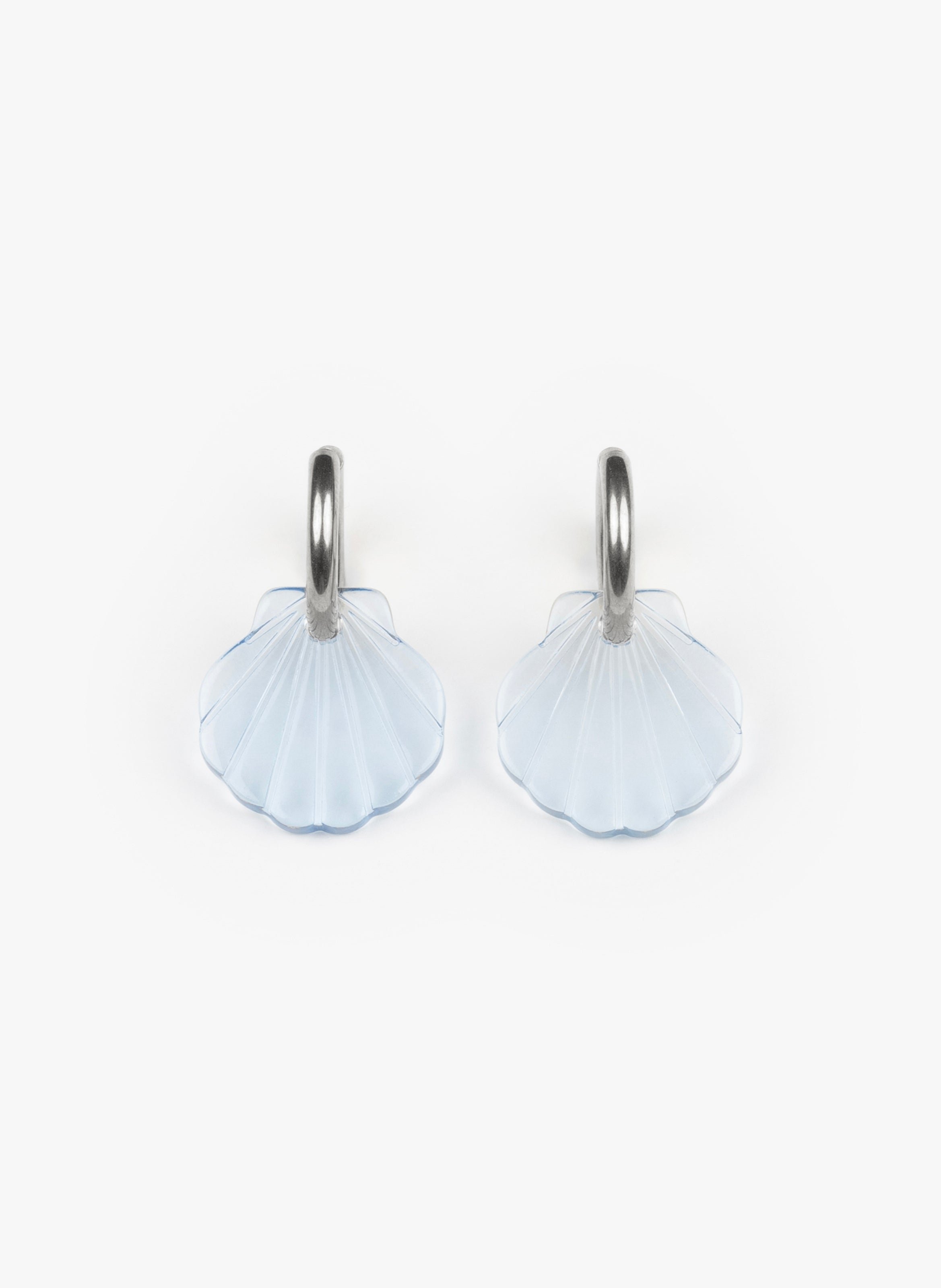 Boucles d'oreilles baby mermaid avec anneaux en acier inoxydable argenté  Bleu