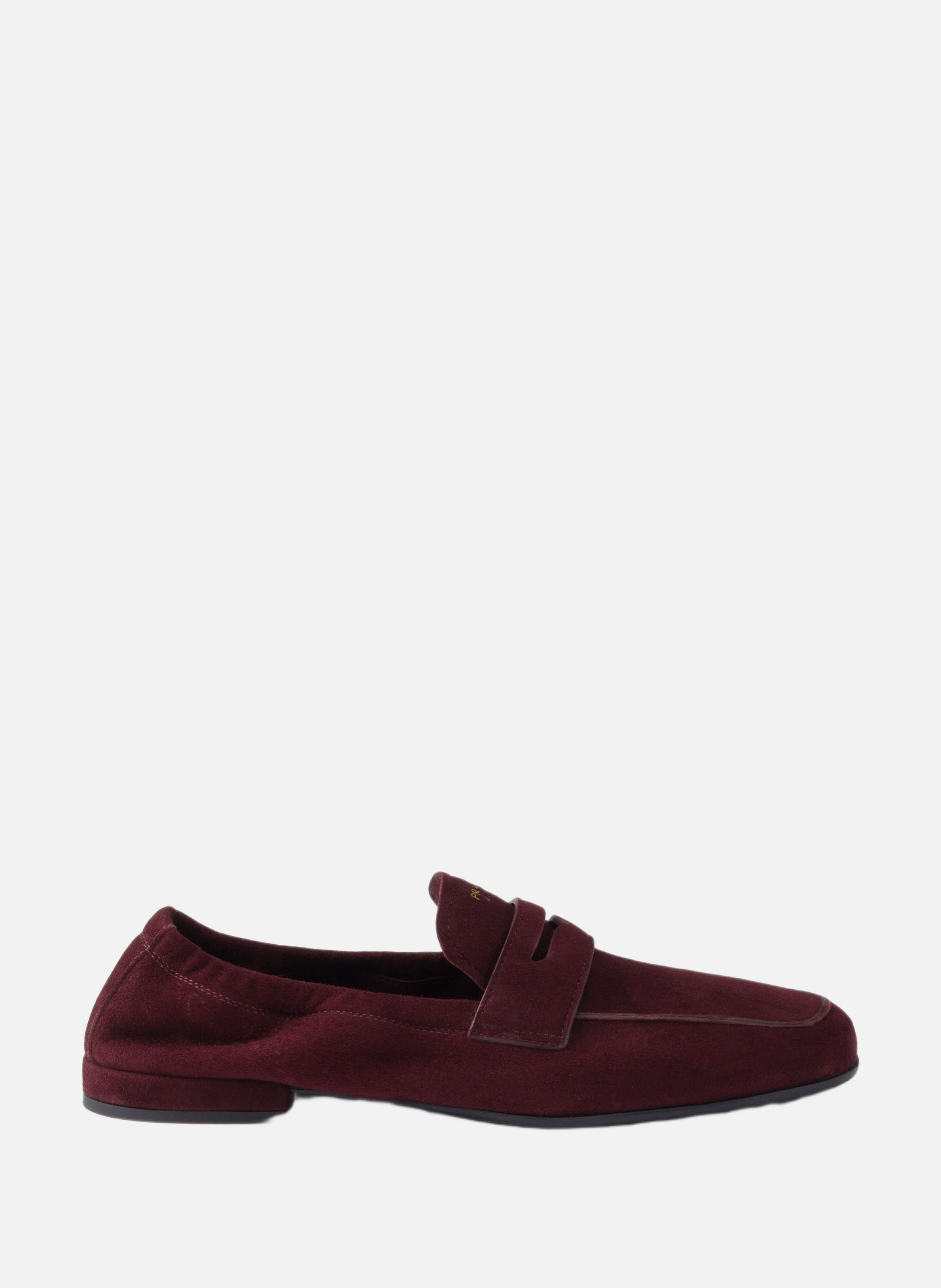 Mocassins shuffle en veau velours effet vieilli PRADA Rouge