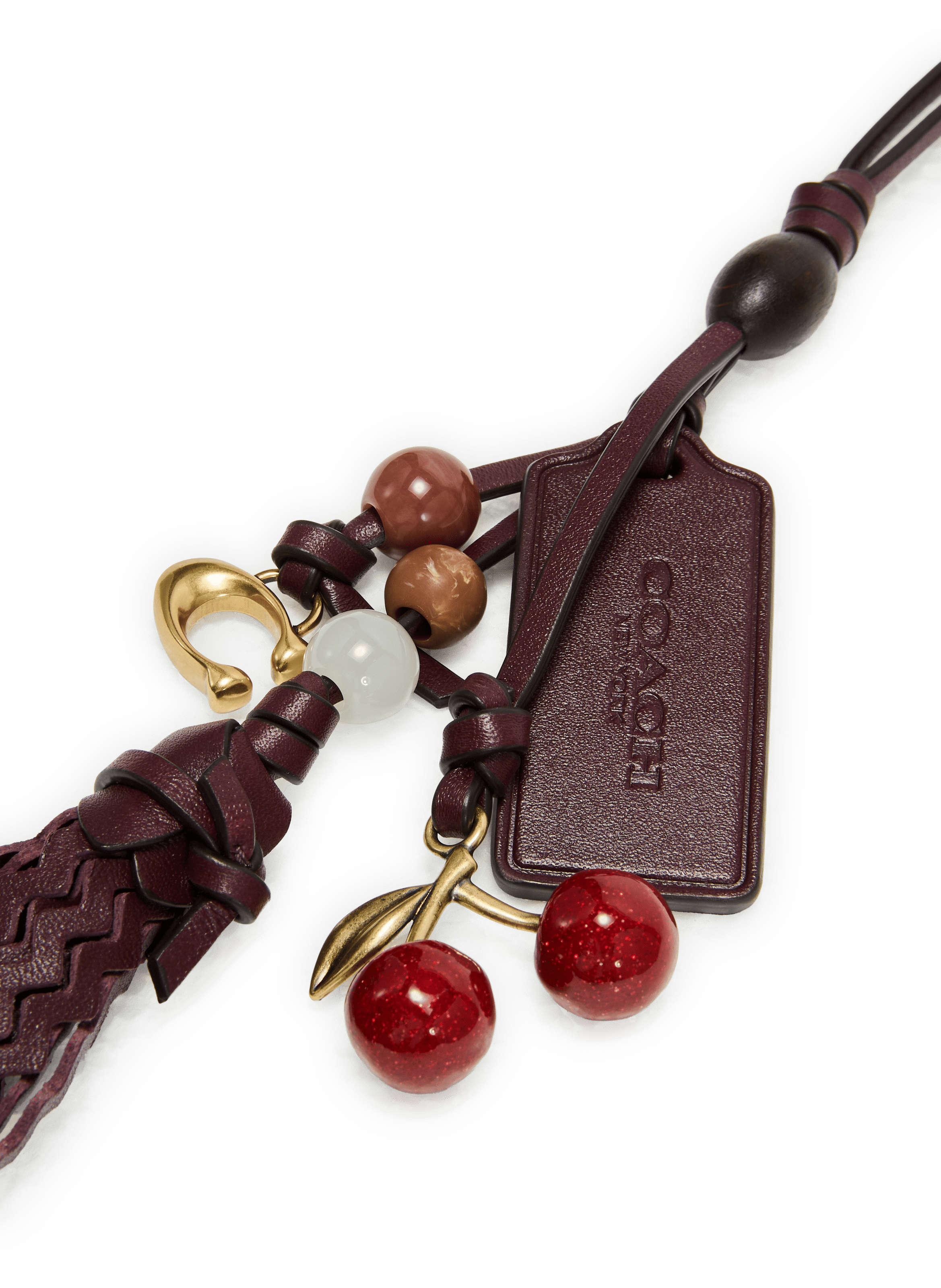 Cherry leather bag charm COACH Multicolour