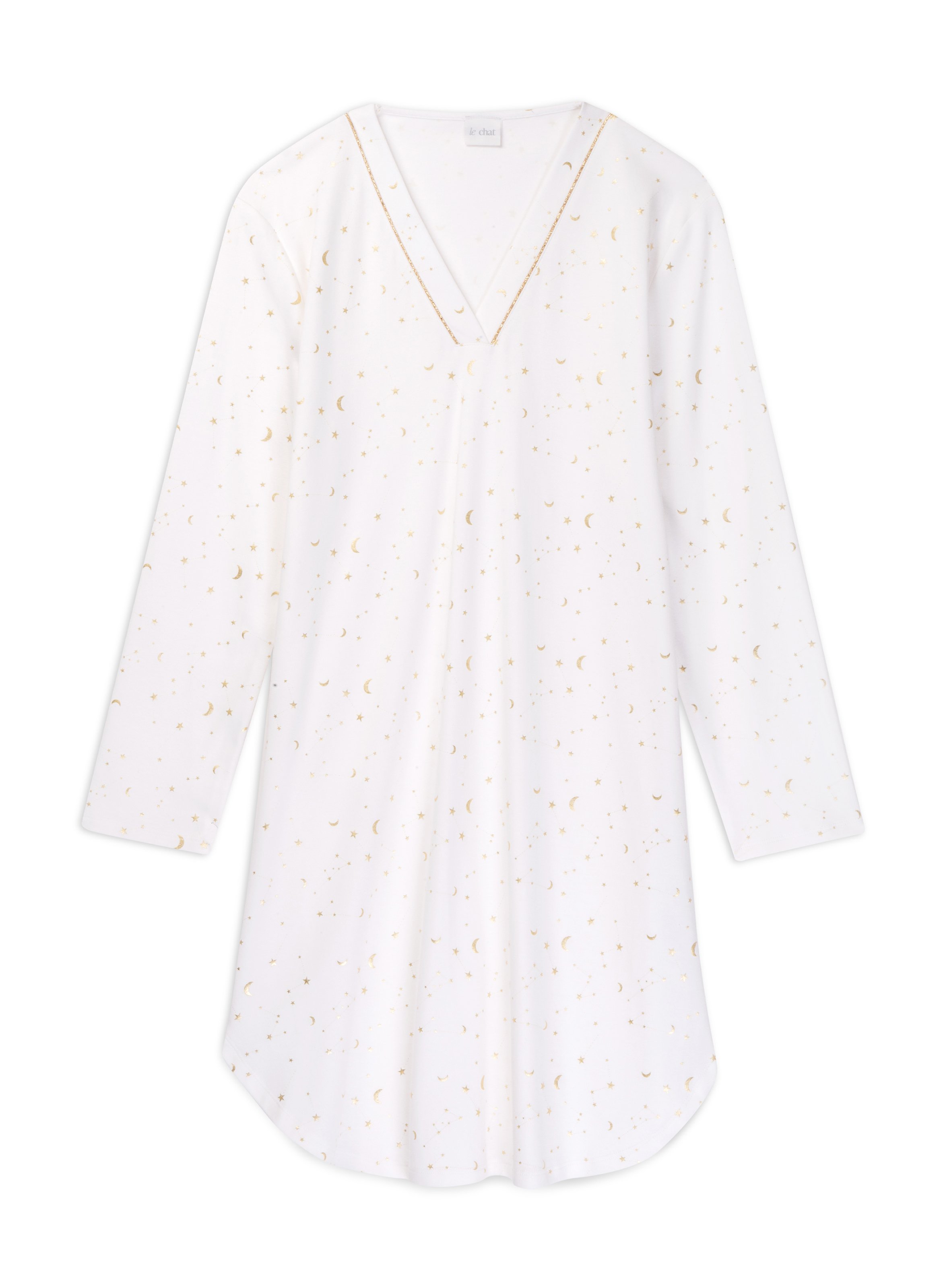 Chemise de nuit en coton luna 101 LE CHAT Blanc