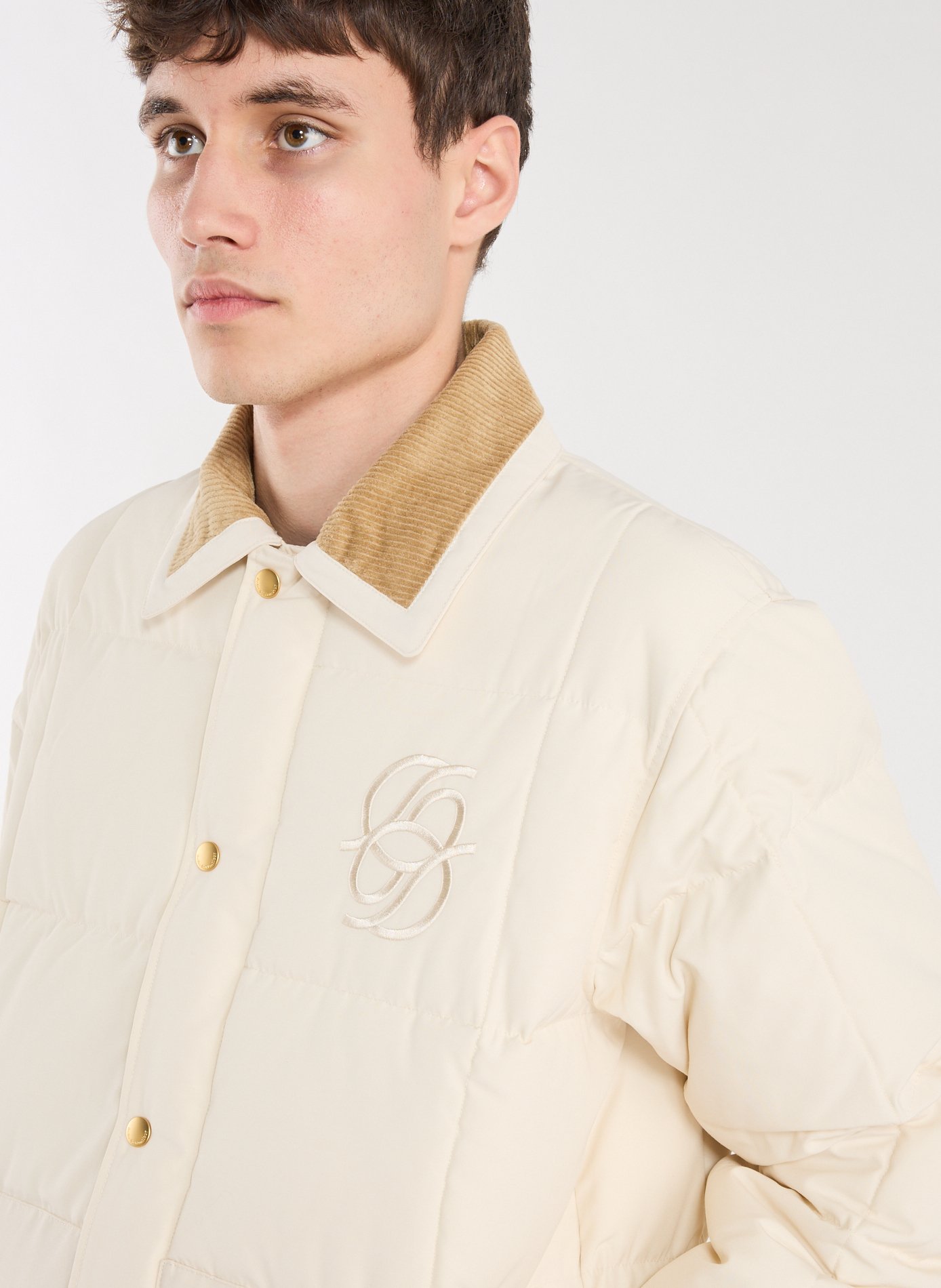 Quilted Puffer Jacket with Classic Collar DROLE DE MONSIEUR Beige