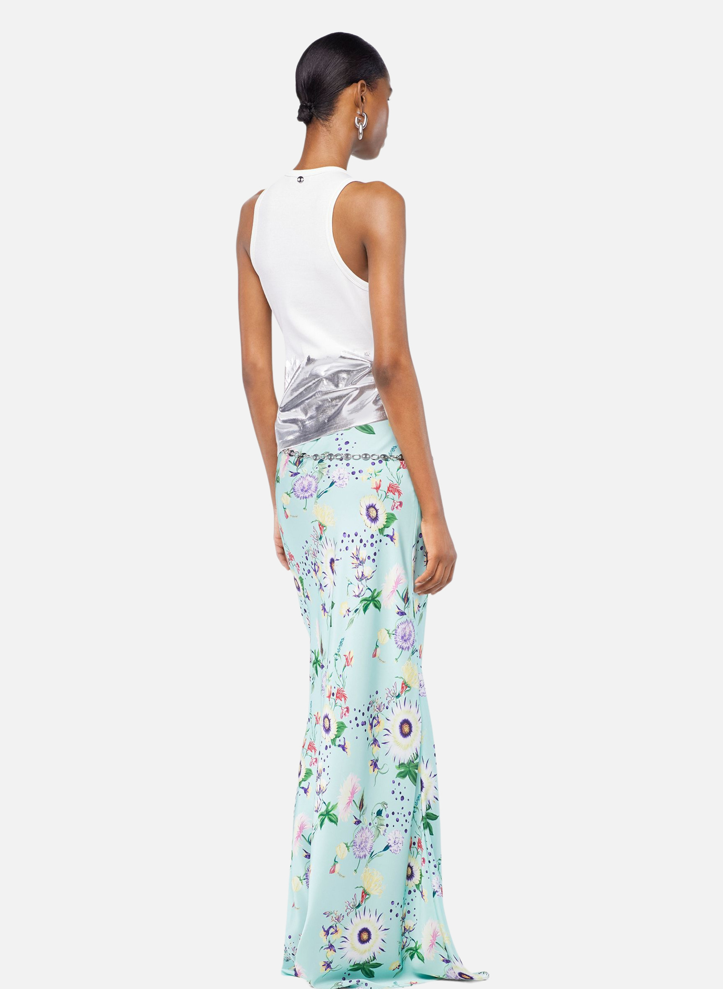 Jupe à motifs floraux avec détails chaînes RABANNE Vert