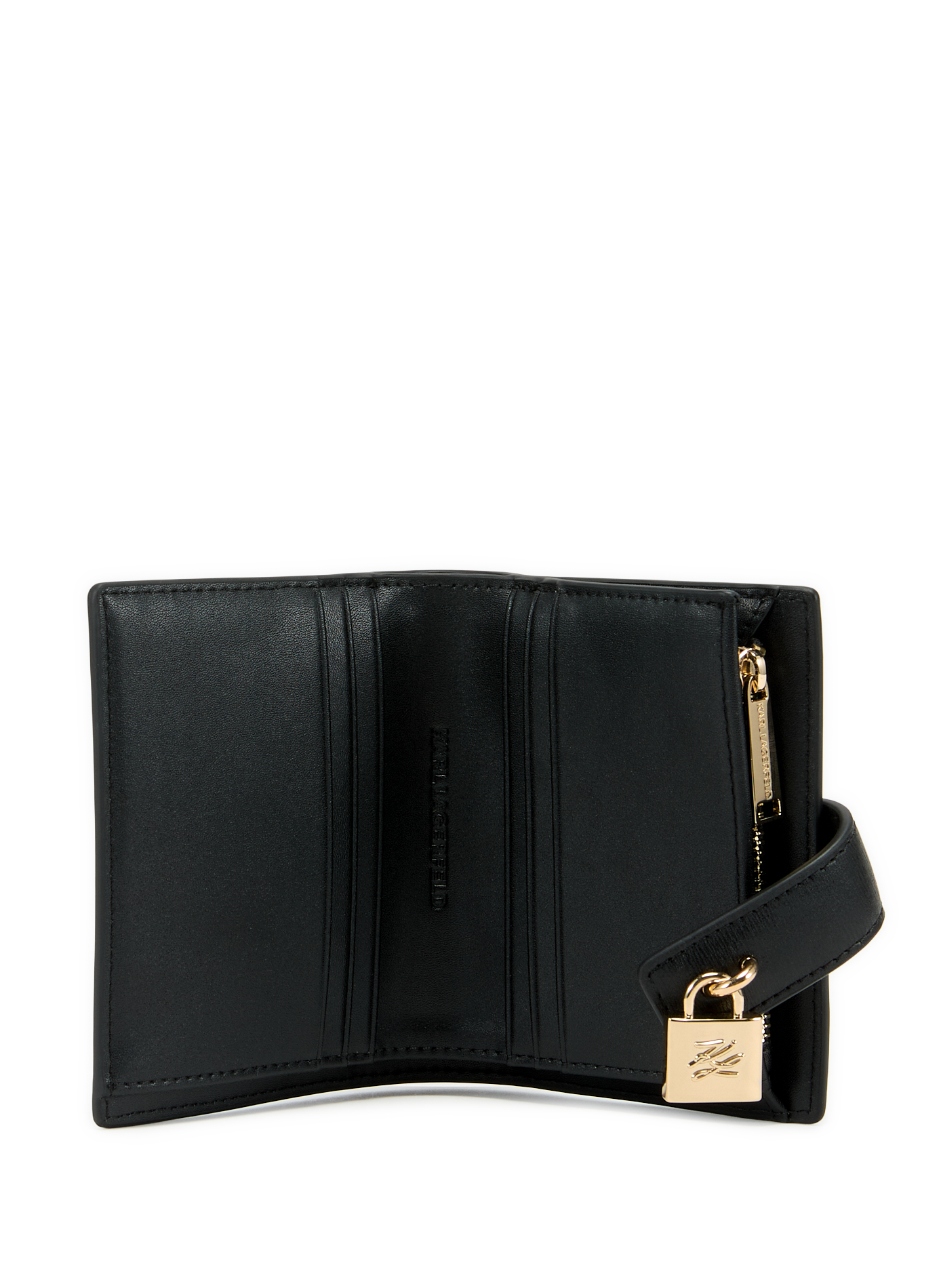 Porte-monnaie uni en cuir KARL LAGERFELD Noir