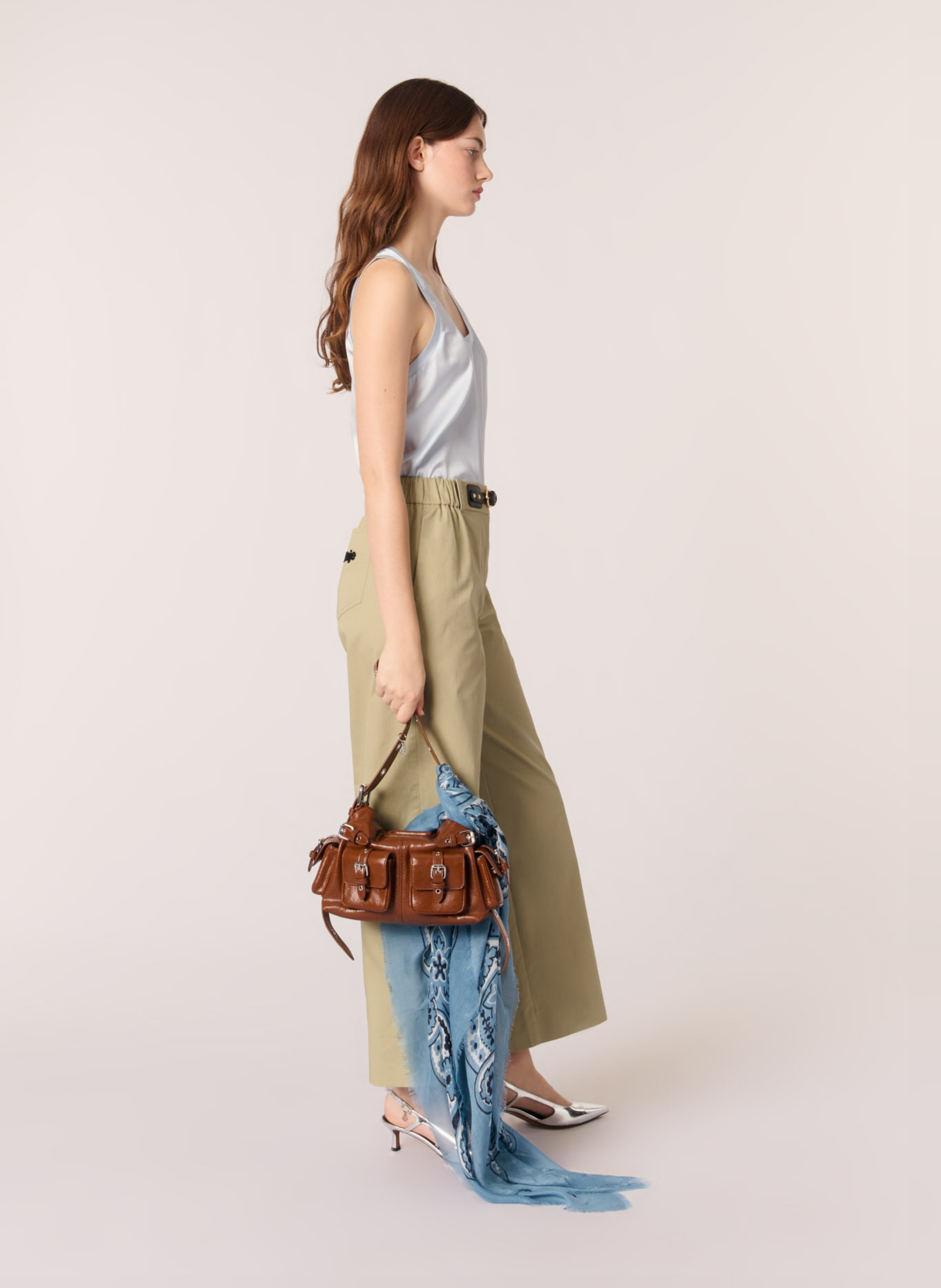 Débardeur droit en soie mélangée MAJE Bleu