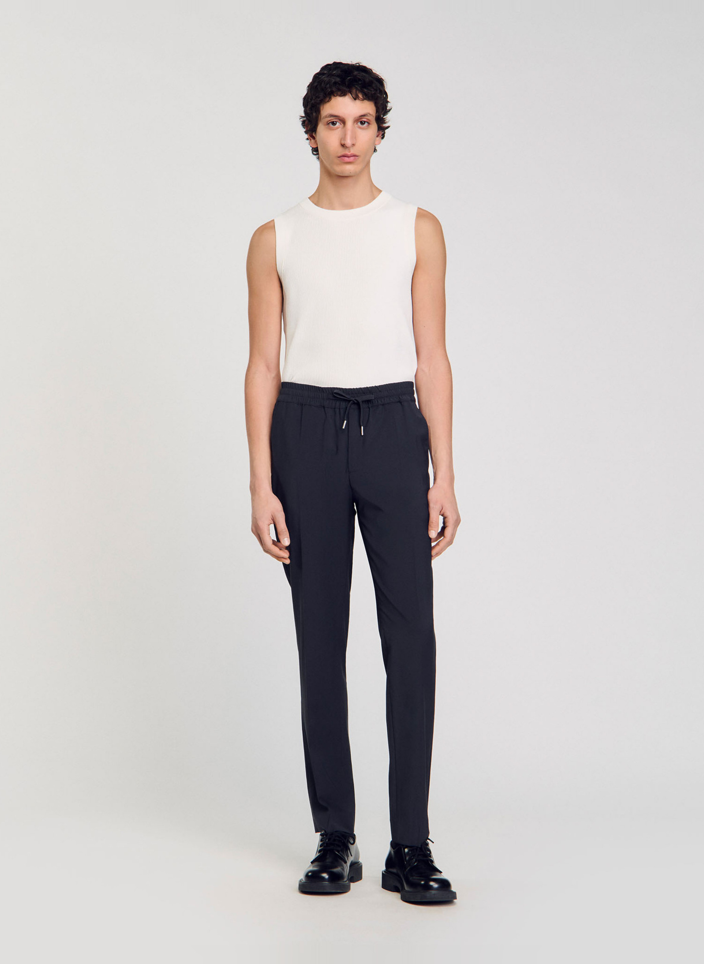 Pantalon droit élastiqué SANDRO Noir