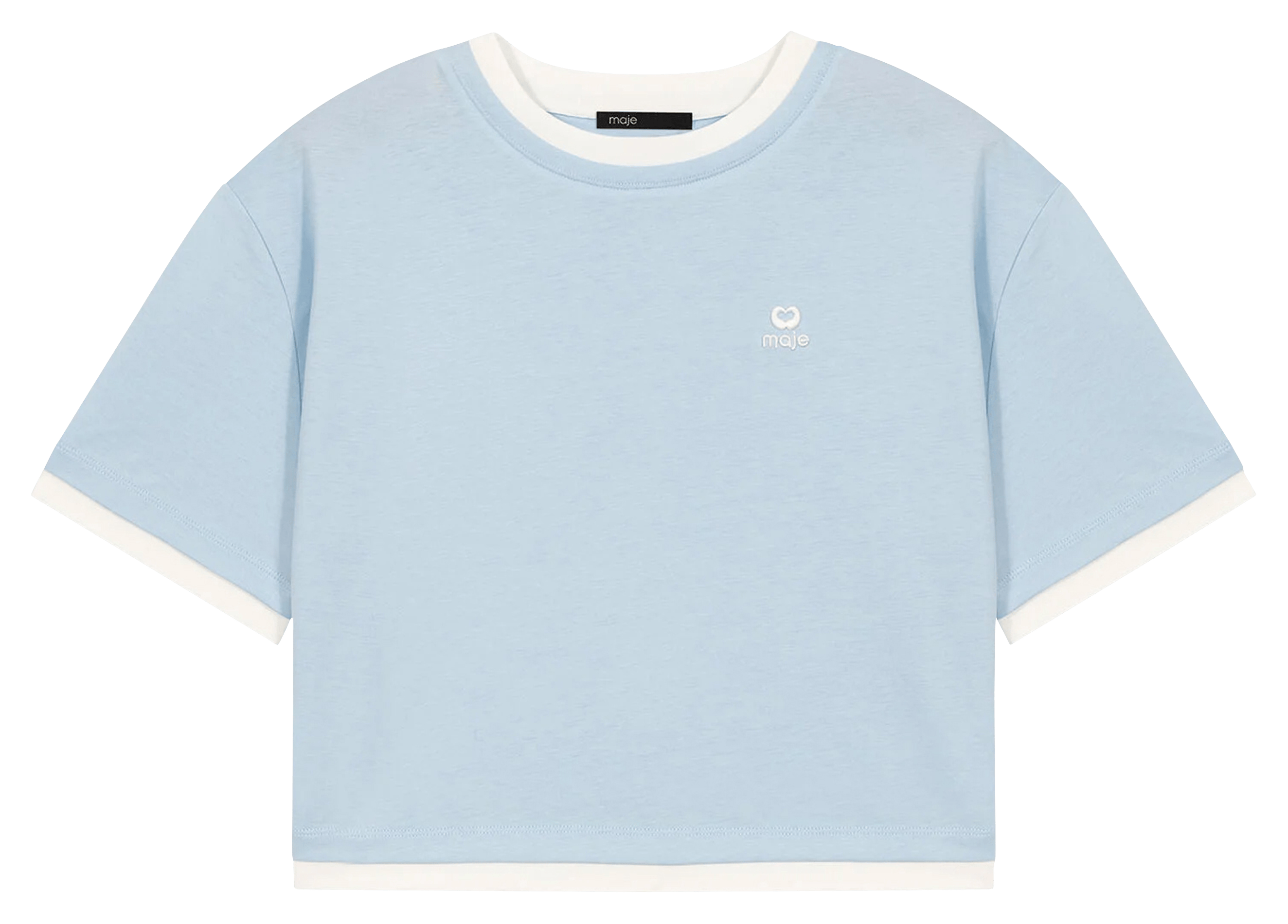 Tee-shirt court droit en coton MAJE Bleu