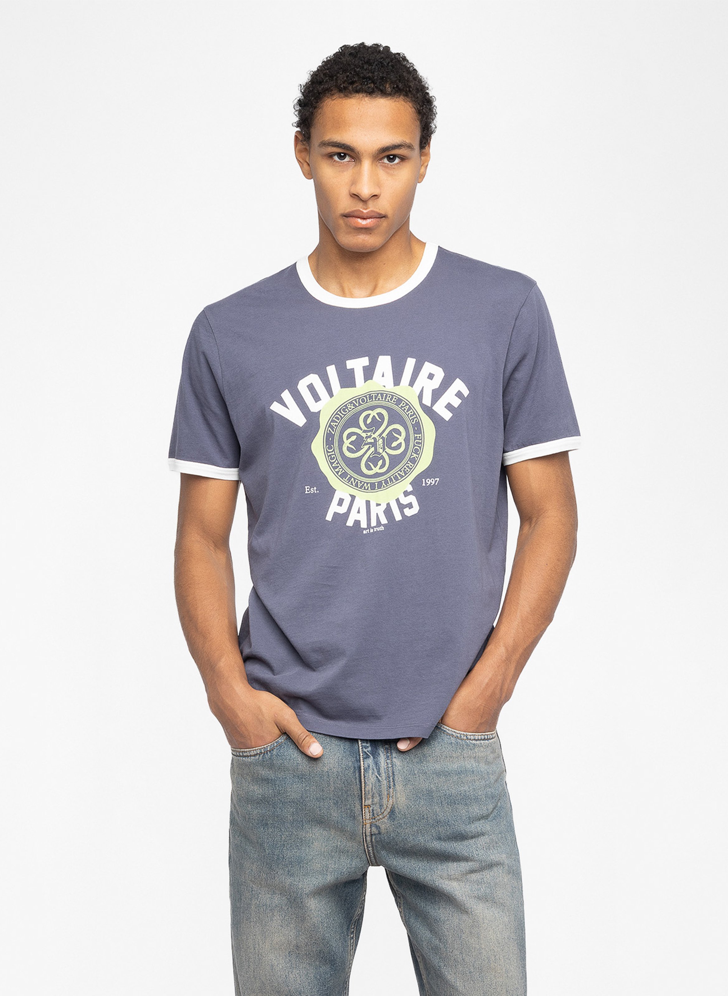 Tee-shirt col rond en coton woody ZADIG&VOLTAIRE Bleu