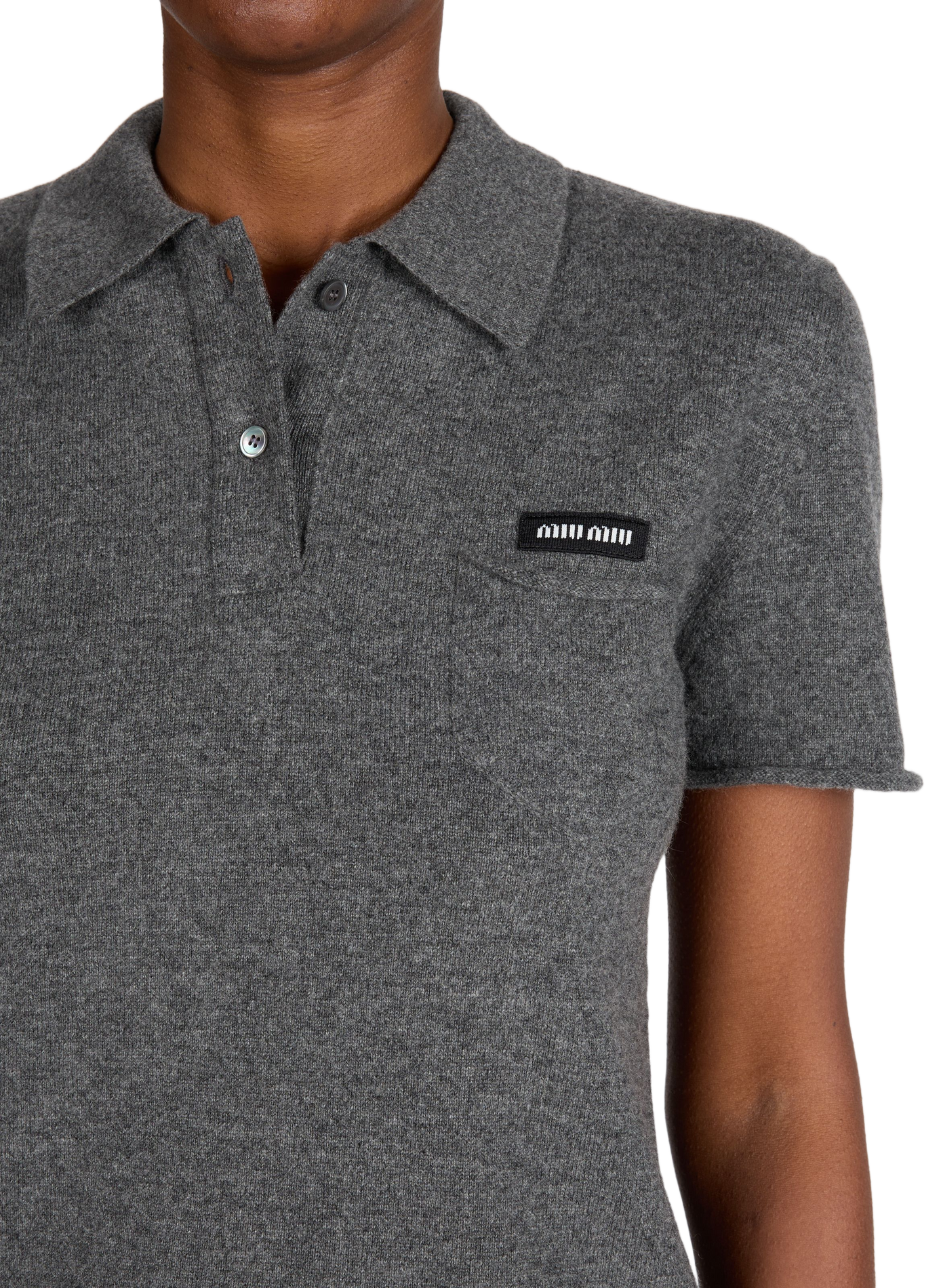 <p>Short-sleeved cashmere polo</p> MIU MIU Grey