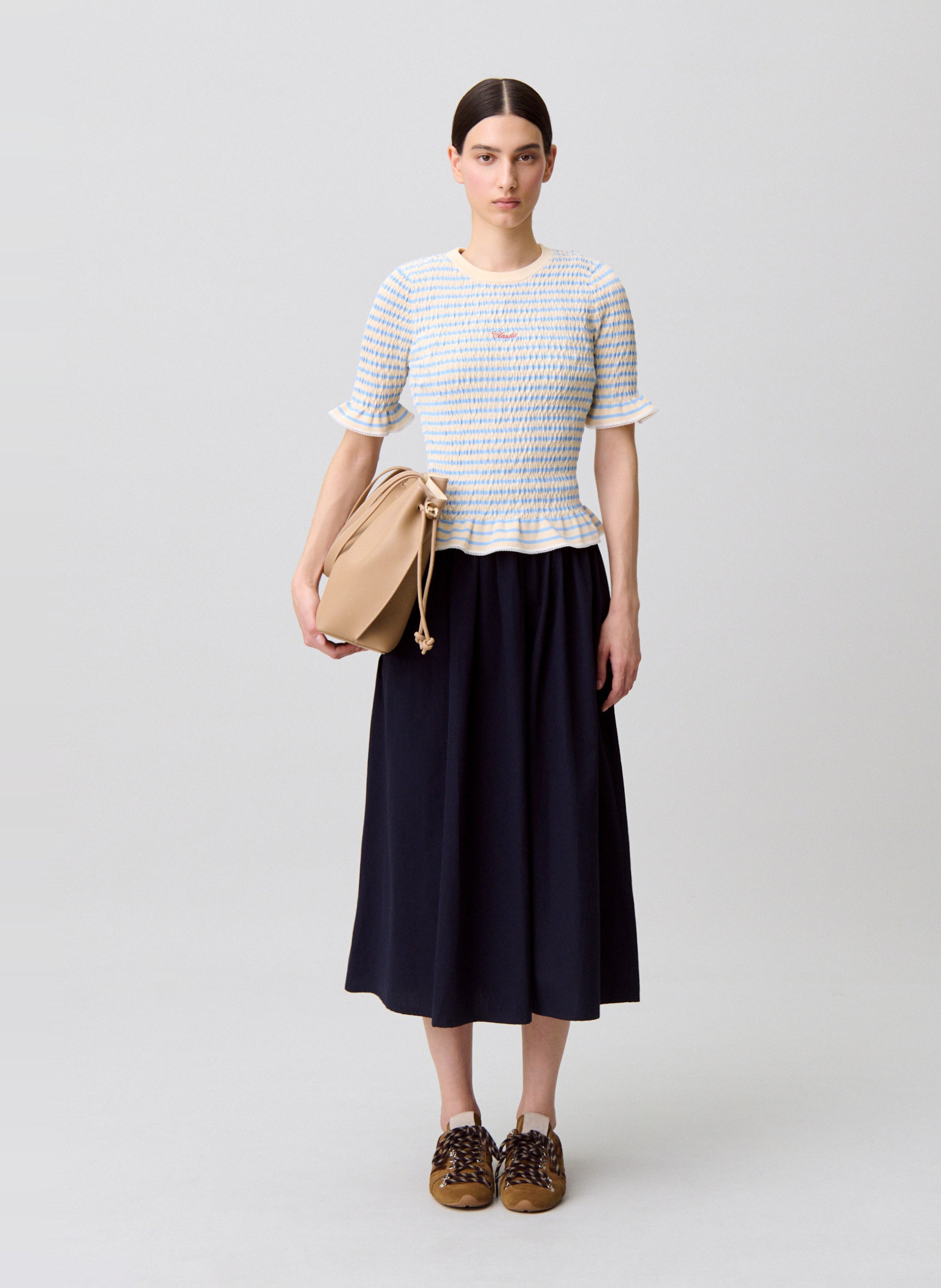 Top ajusté col rond en maille CLAUDIE PIERLOT Multicolore