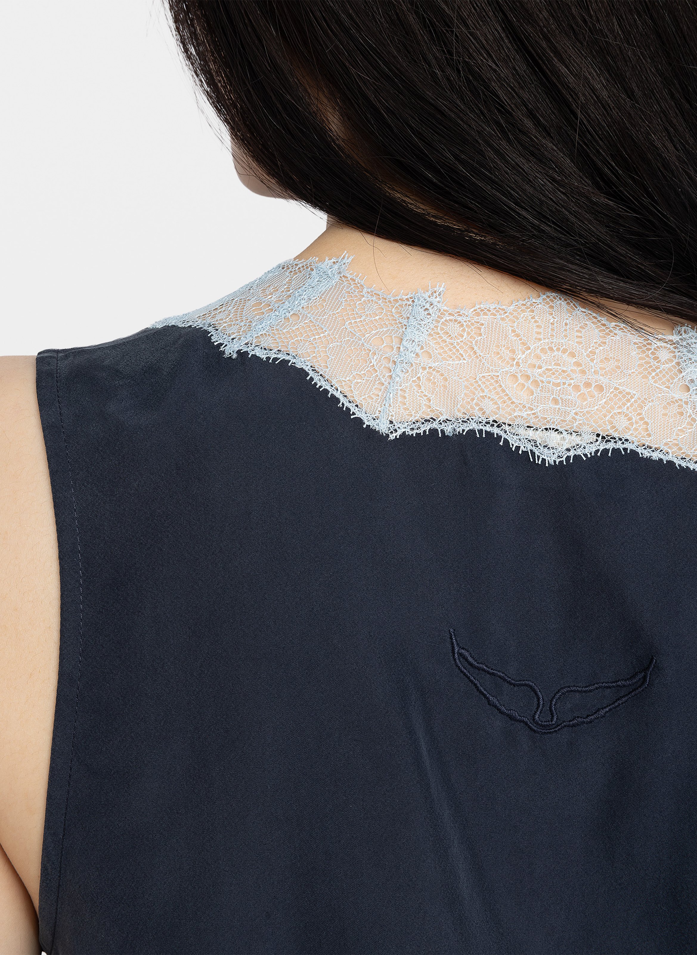 Top droit col v en soie tasao ZADIG&VOLTAIRE Bleu