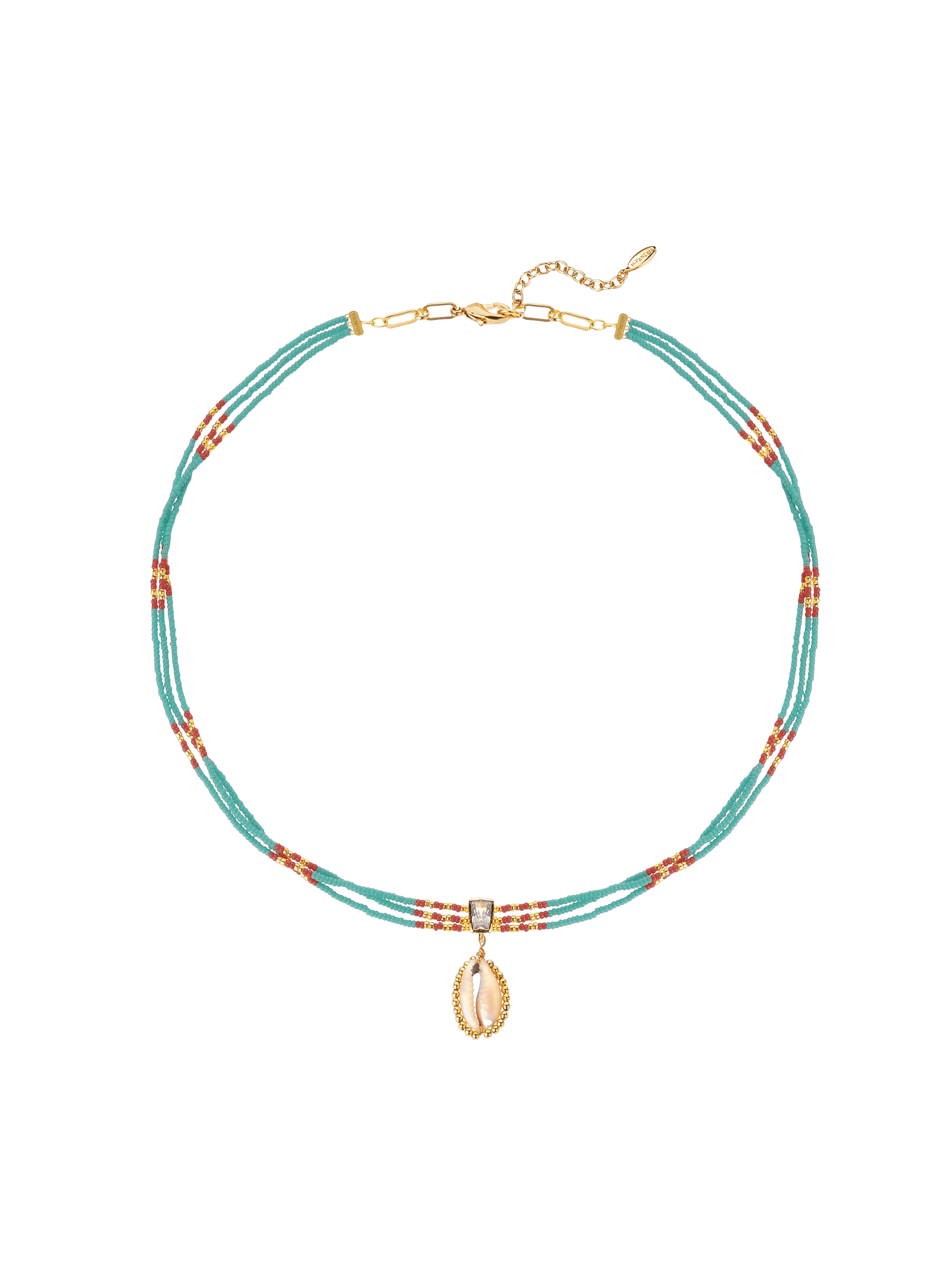 Collier ajustable multirang avec perle et pendentif central nymphe HIPANEMA Bleu