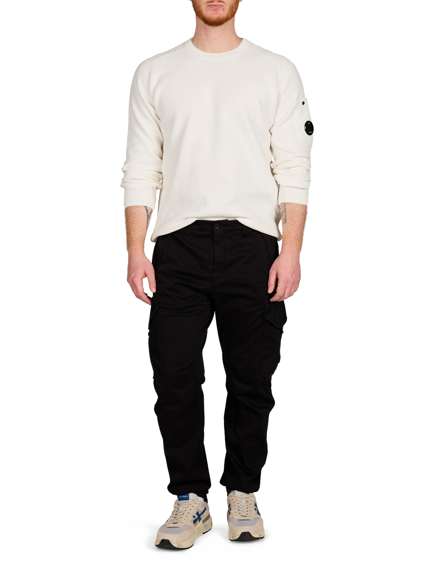 Sweat col rond en coton CP COMPANY Blanc