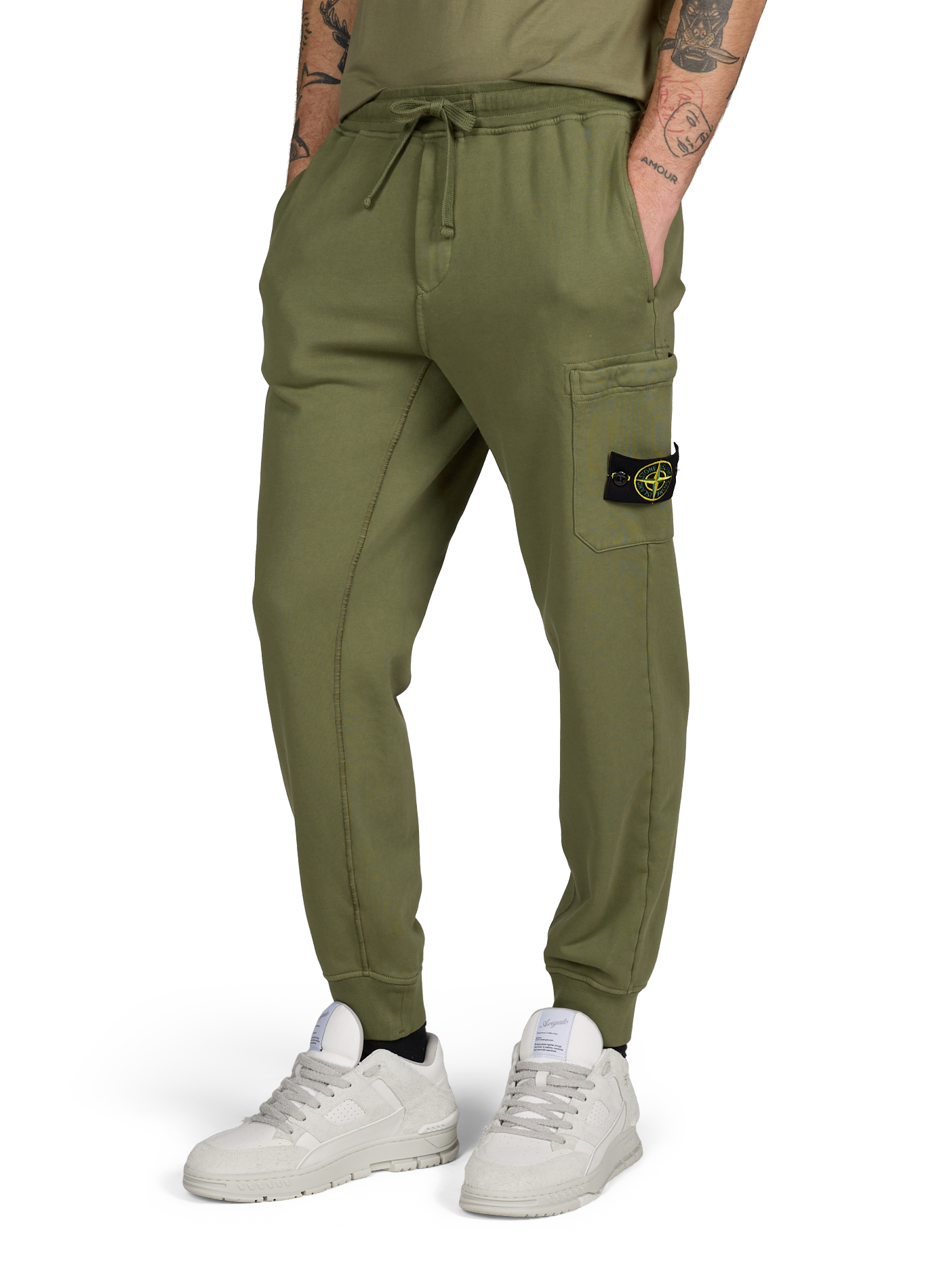 Pantalon de survêtement en coton STONE ISLAND Kaki