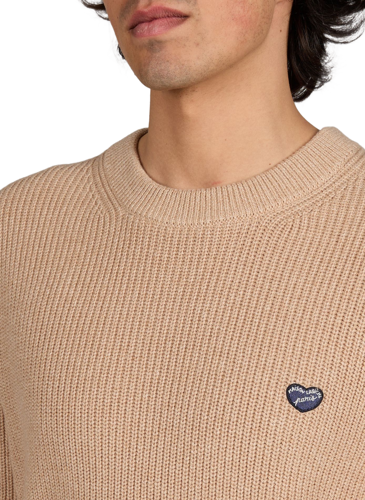 Pull Grancey patch coeur en coton MAISON LABICHE Beige