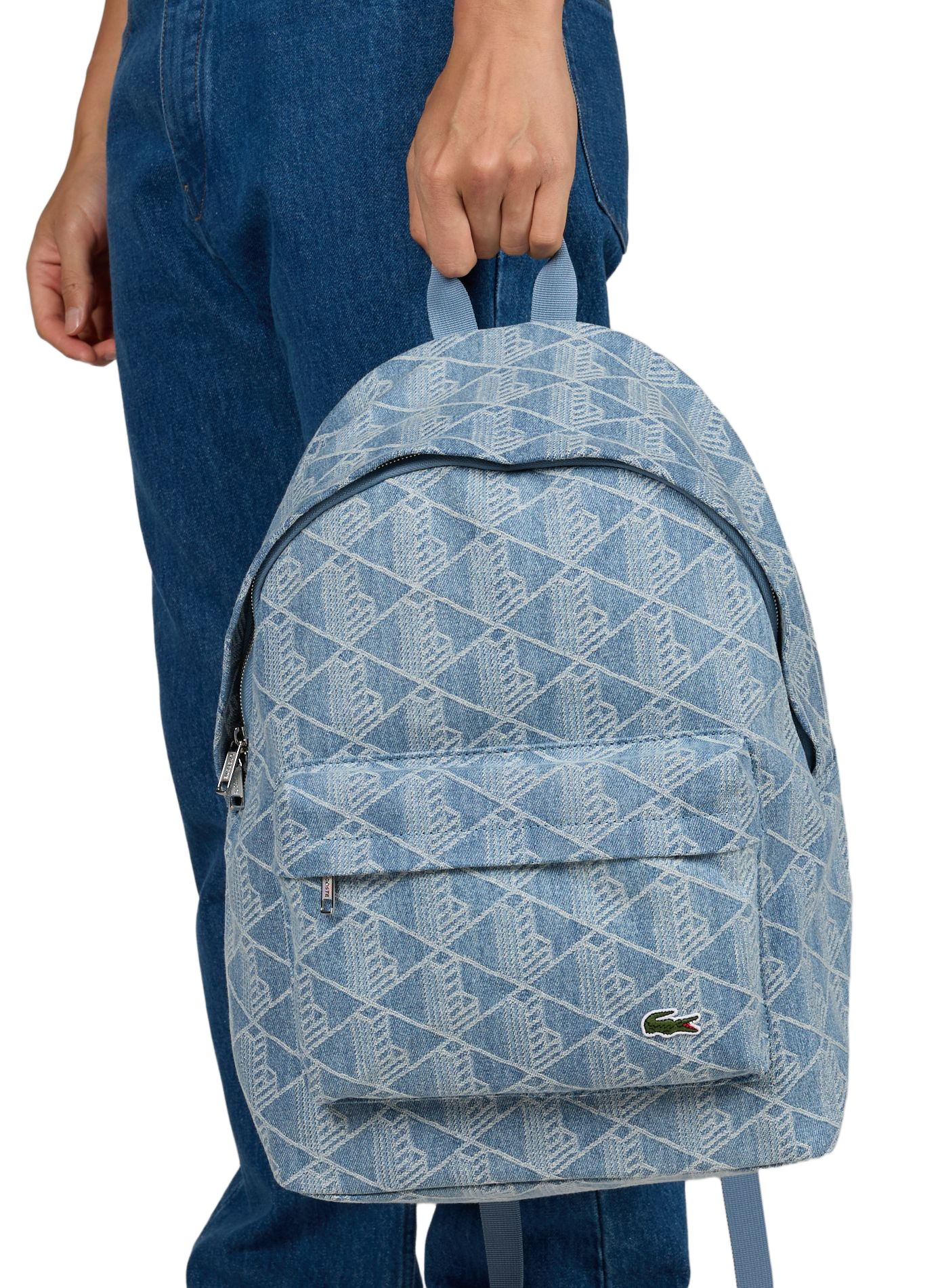 Monogram cotton backpack LACOSTE Blue