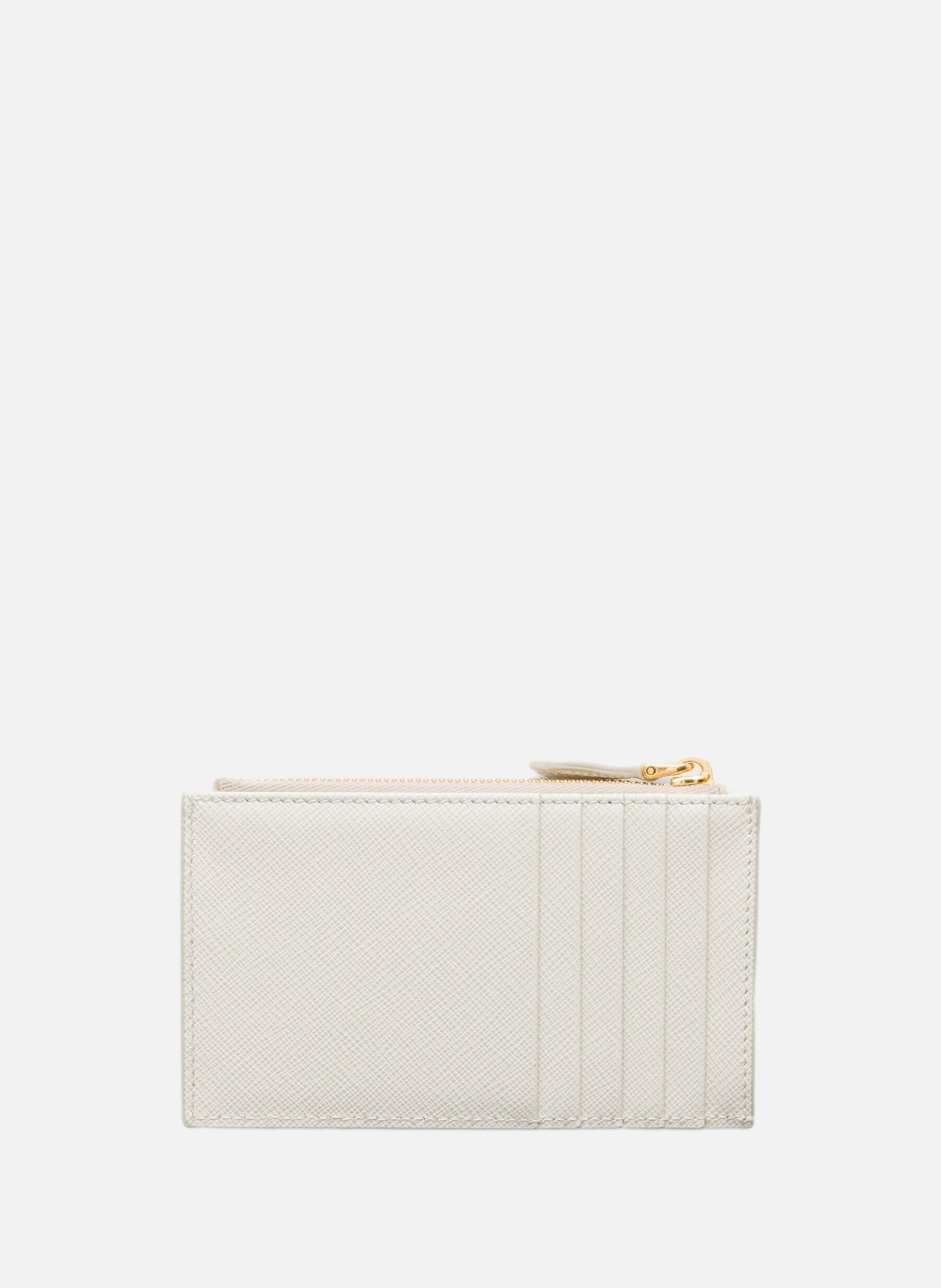 Porte-cartes en cuir saffiano PRADA Beige