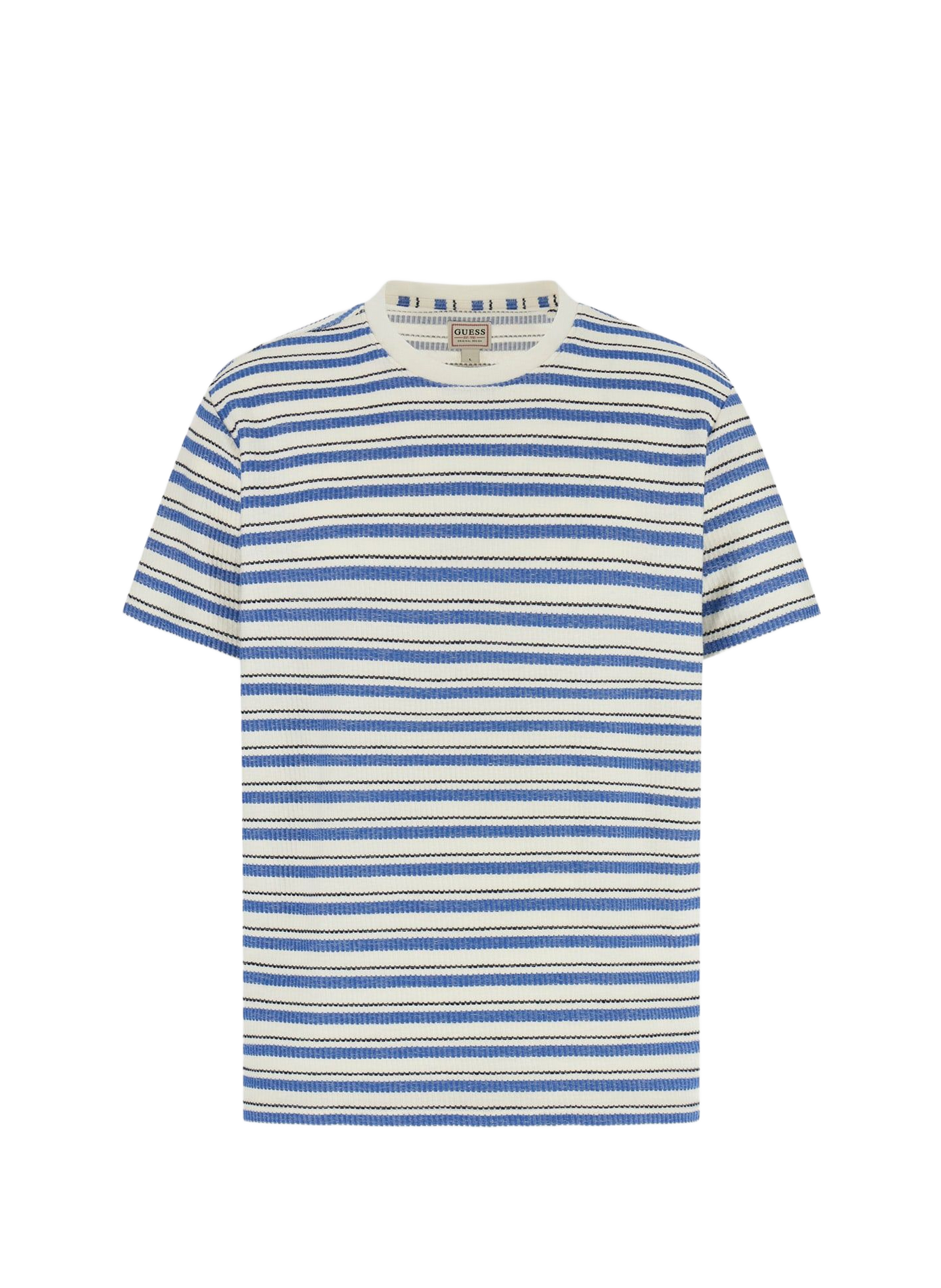 T-shirt rayé en maille de coton GUESS Blue
