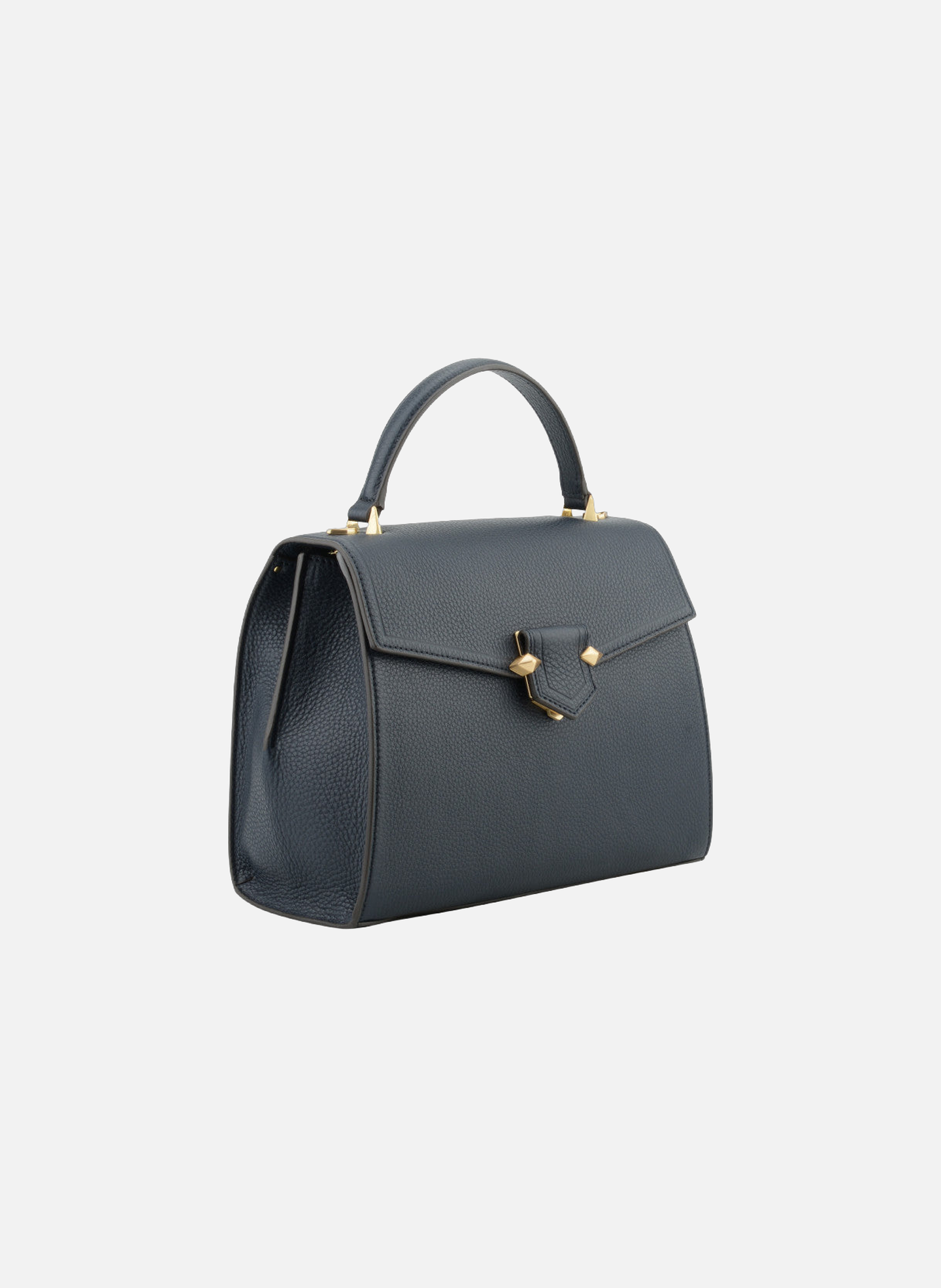 Sèvres | sac porté main et épaule mm en cuir de veau grainé POURCHET Bleu