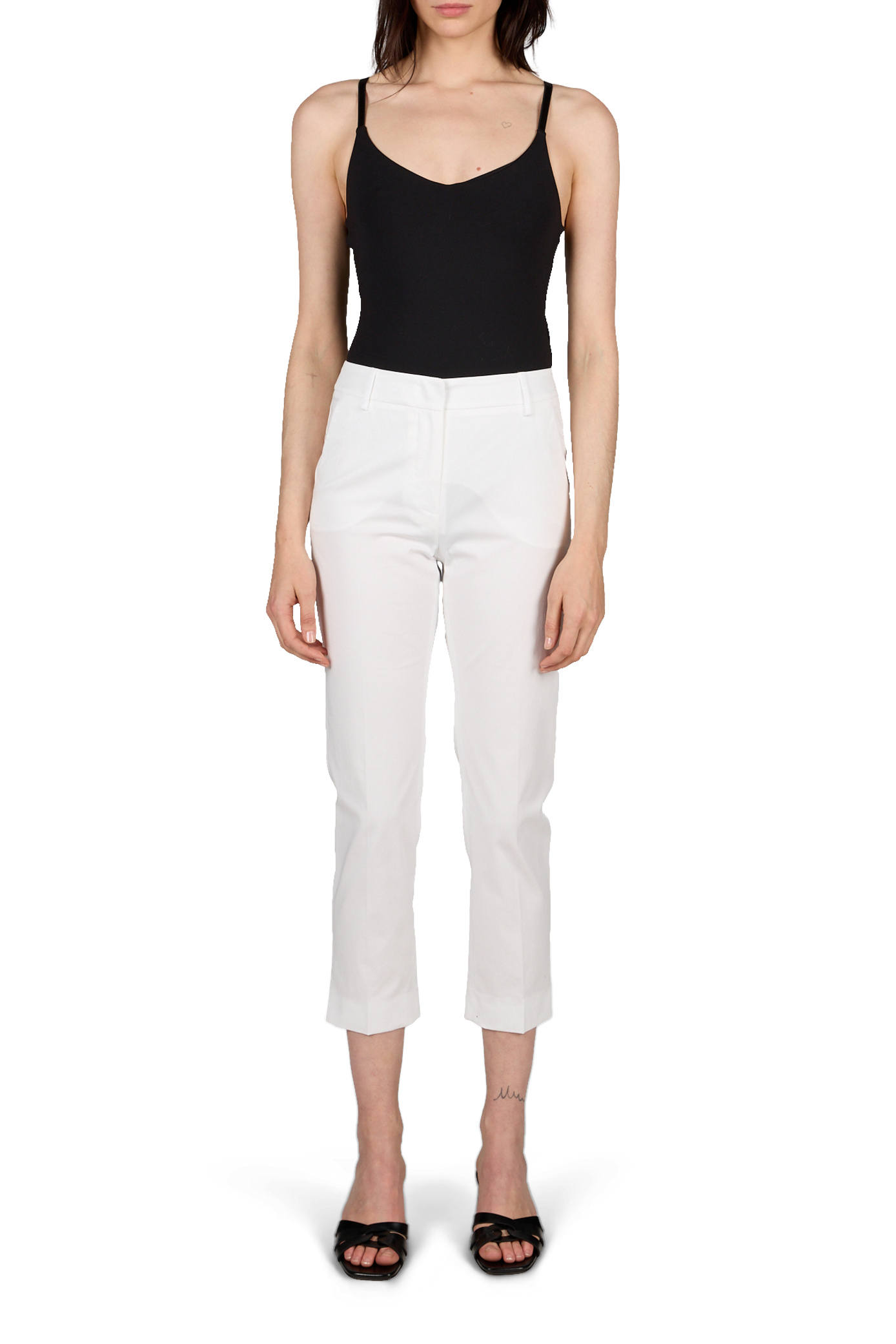 Pantaon slim en coton mélangé MAX MARA WEEK END Blanc