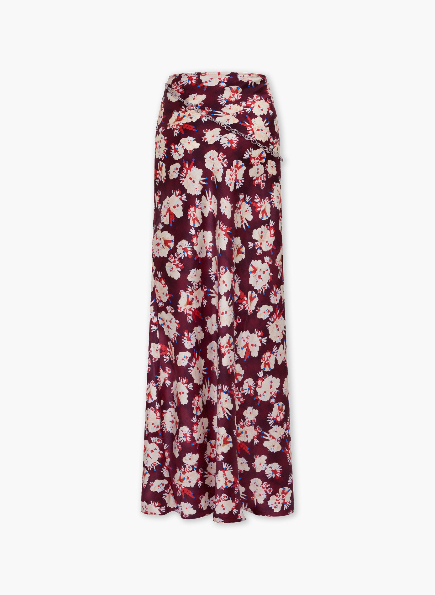 Jupe à motif floral en satin de soie RABANNE Violet
