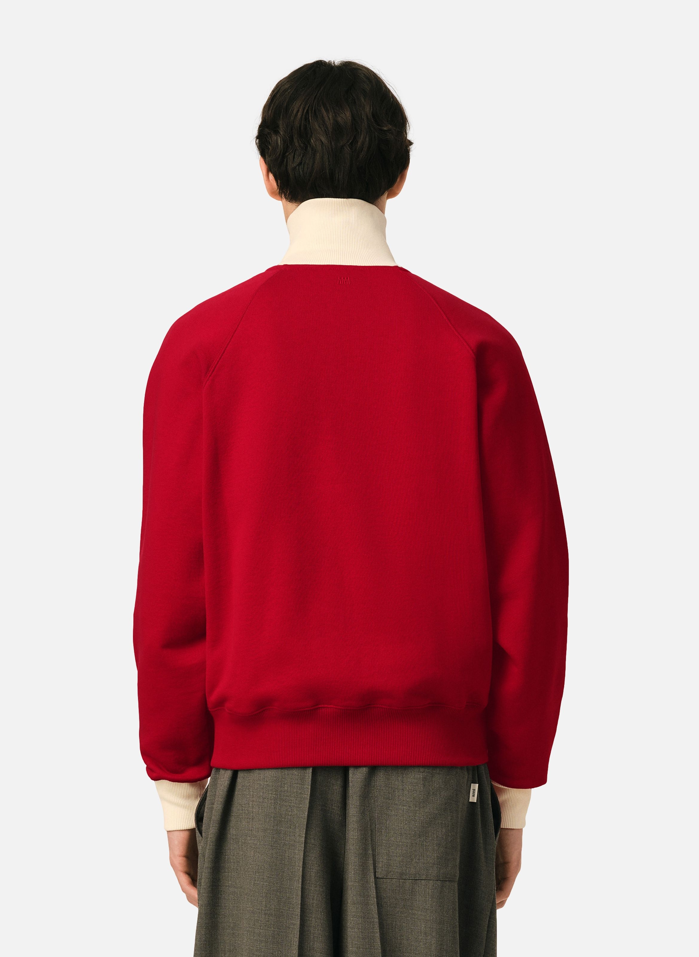 Sweatshirt zippé unisexe en coton ami de coeur AMI PARIS Rouge