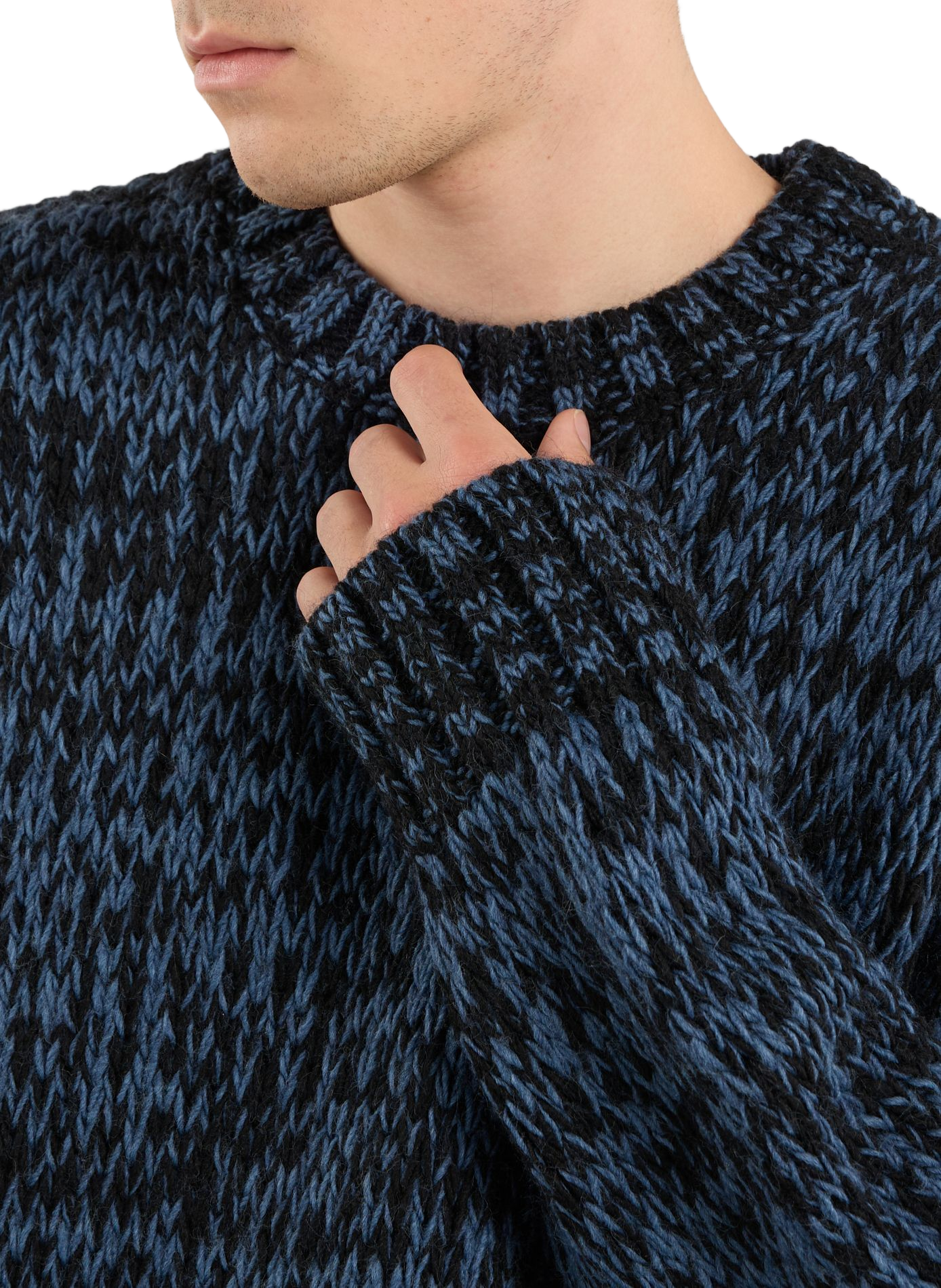 Gailey round neck sweater in mottled knit SAISON 1865 Blue