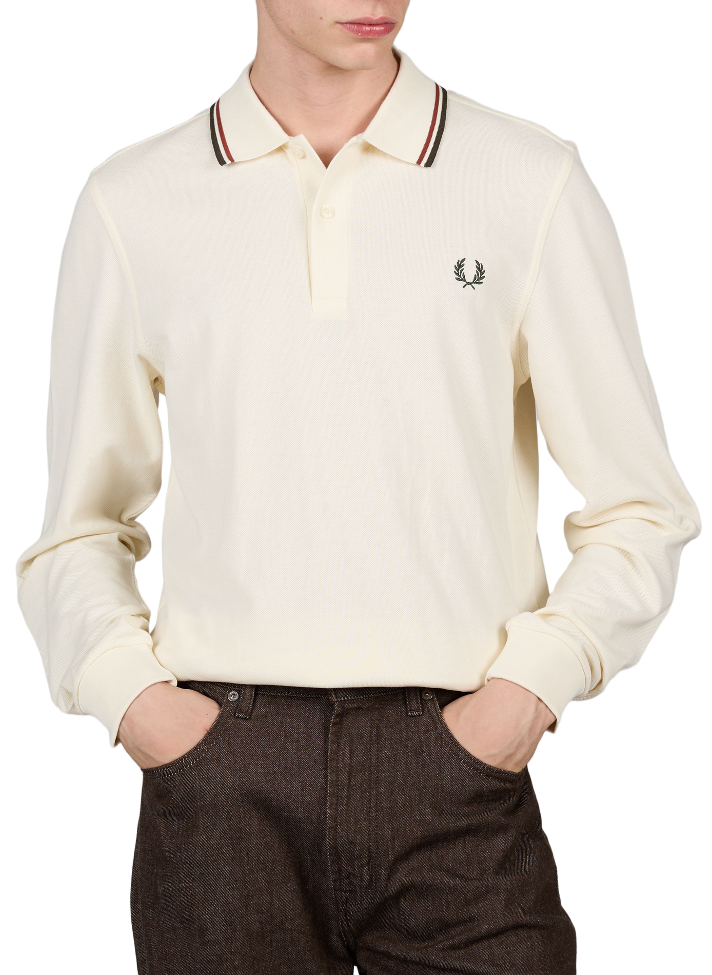 Straight cotton logo polo FRED PERRY Beige