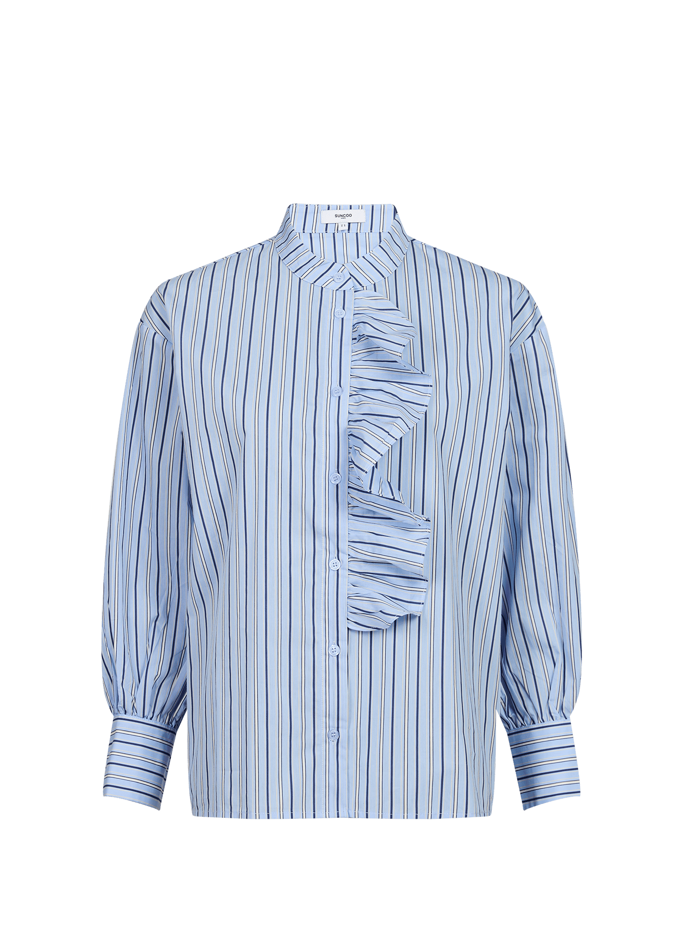 Straight striped Lolli blouse in blended cotton SUNCOO Blue