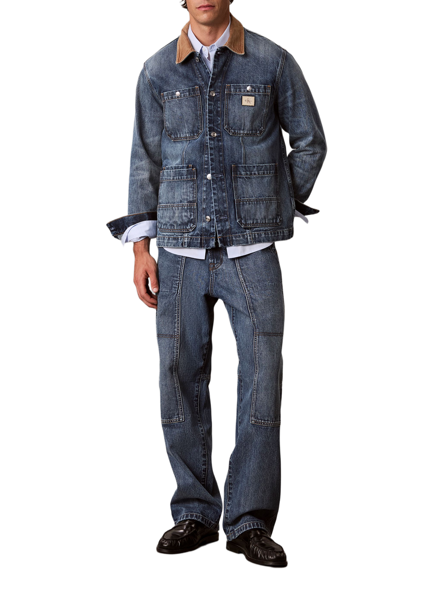 Jean large cargo en denim de coton CALVIN KLEIN Blau