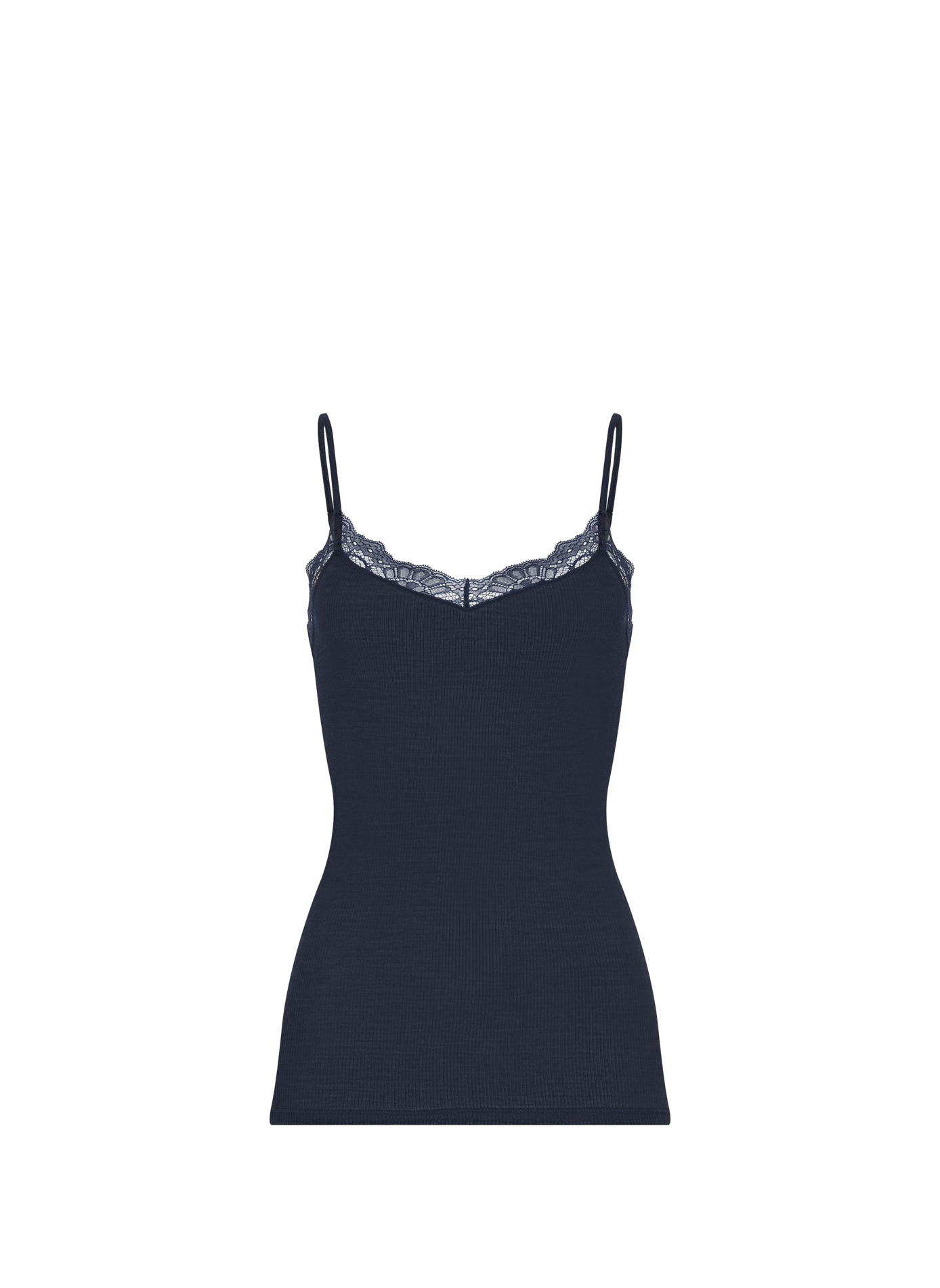 Wool and silk lace V-neck camisole HANRO Blue