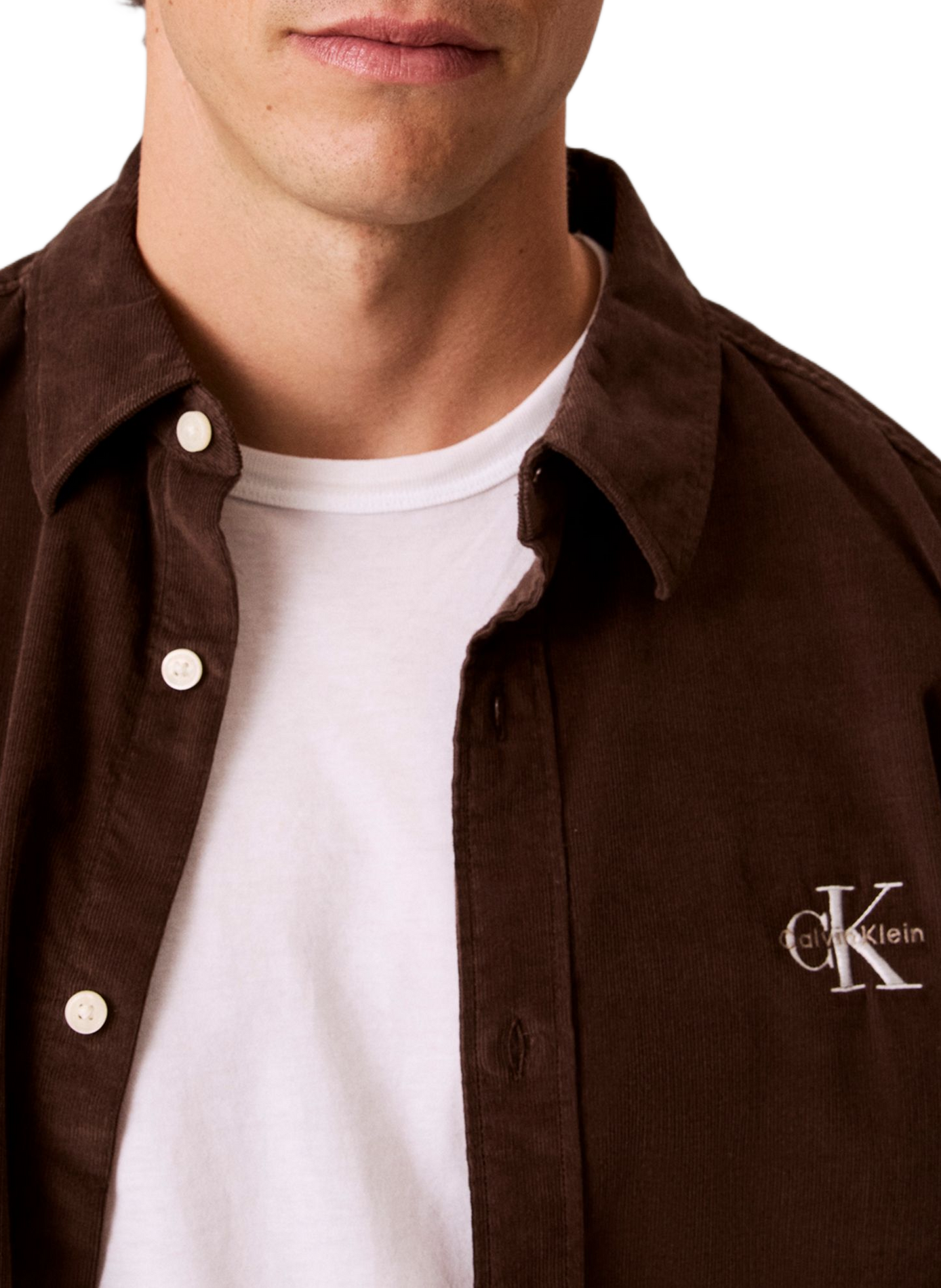 Straight cotton corduroy shirt CALVIN KLEIN Brown