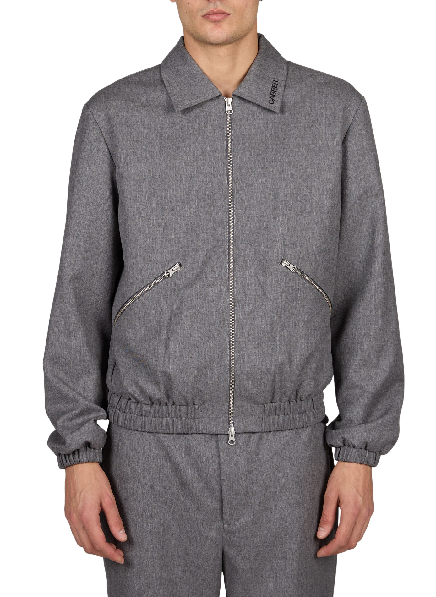 Gerade geschnittene Jacke mit klassischem Kragen aus Wolle CARRER Grau