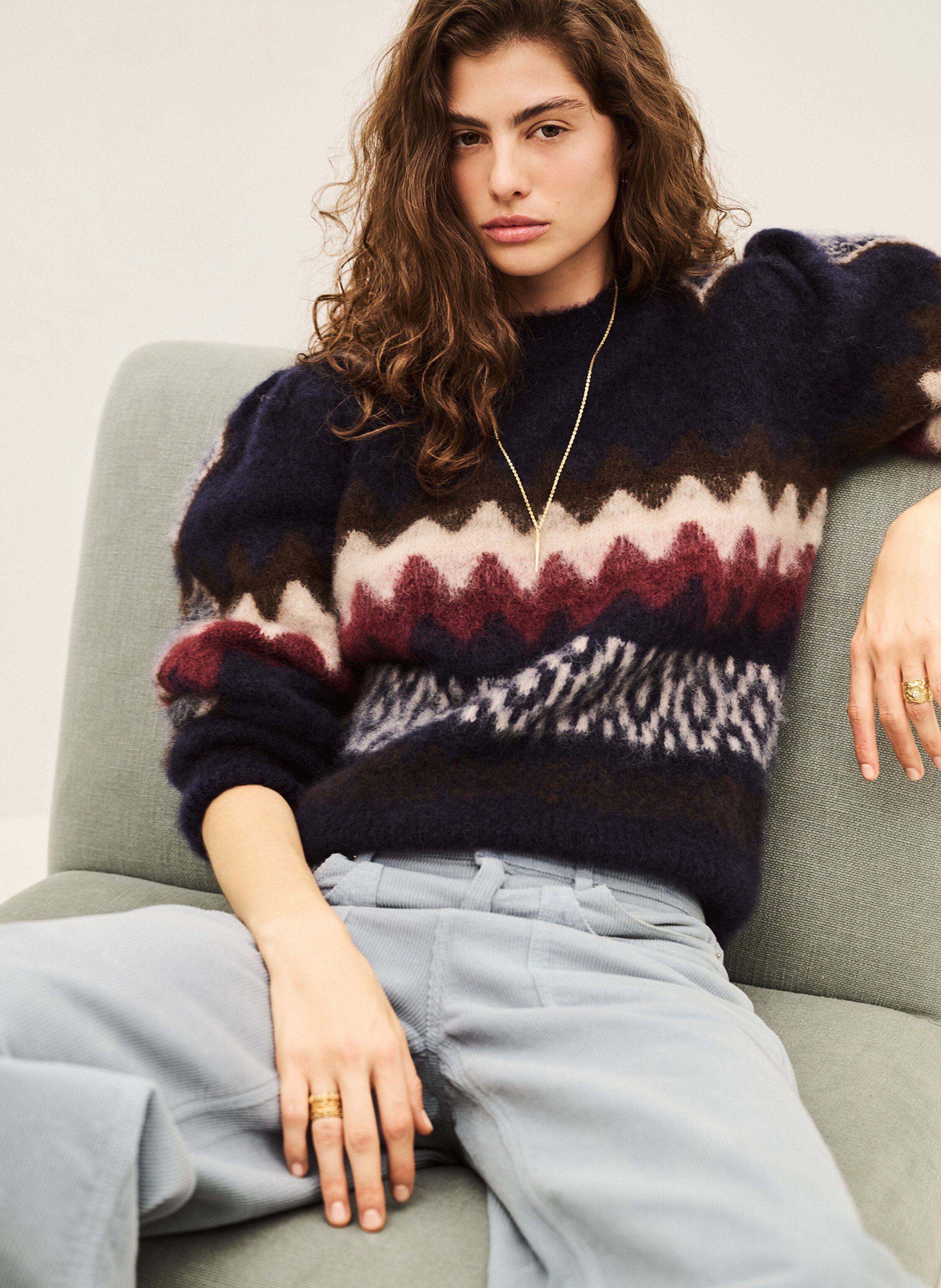 Pull ample imprimé en laine mélangée floyd BA&SH Multicolore