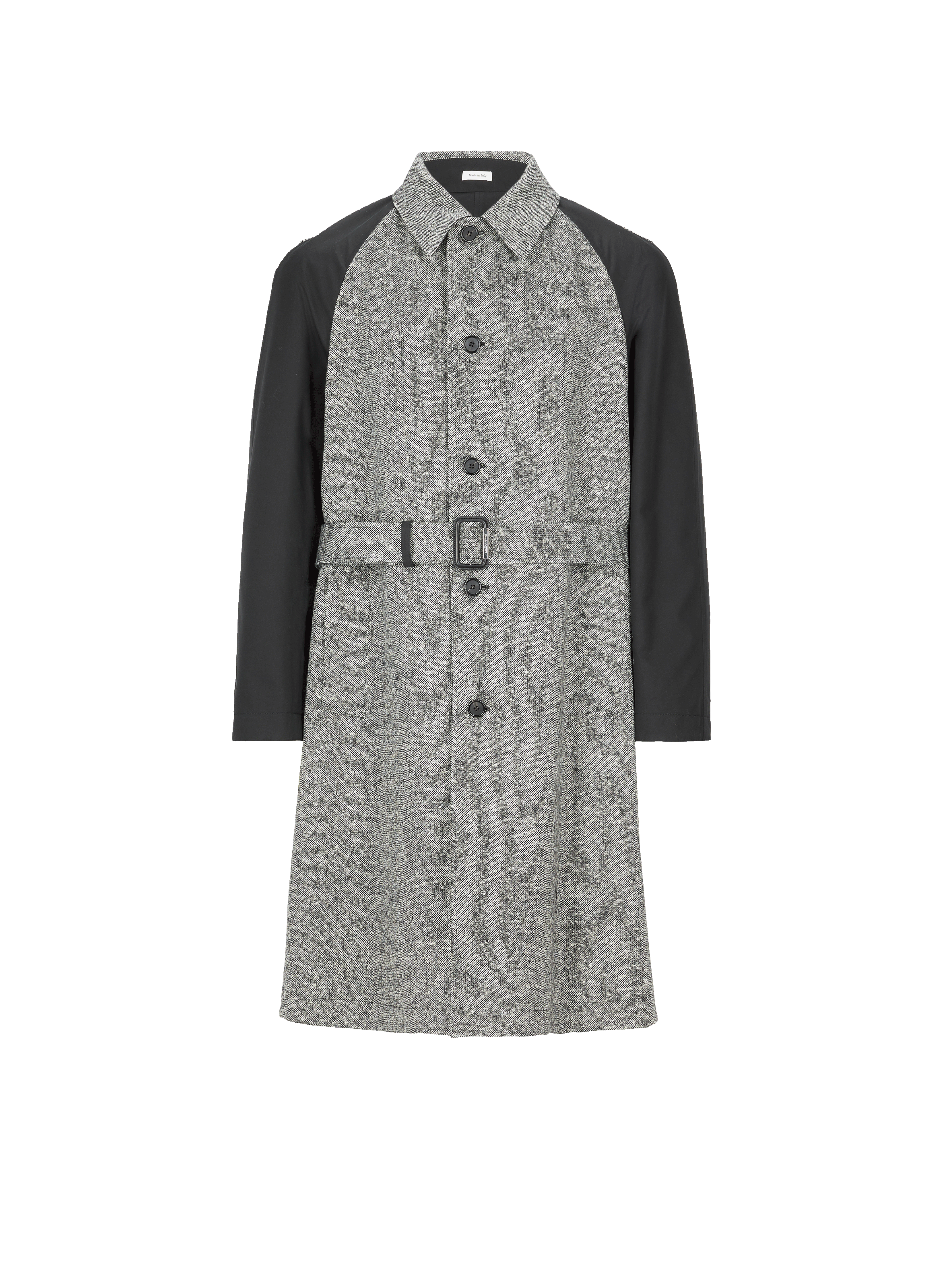 Manteau bi-matière en laine et coton