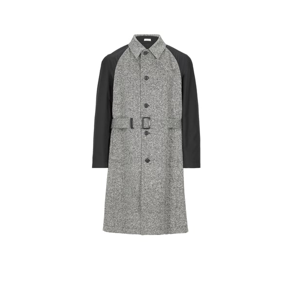 Manteau bi-matière en laine et coton