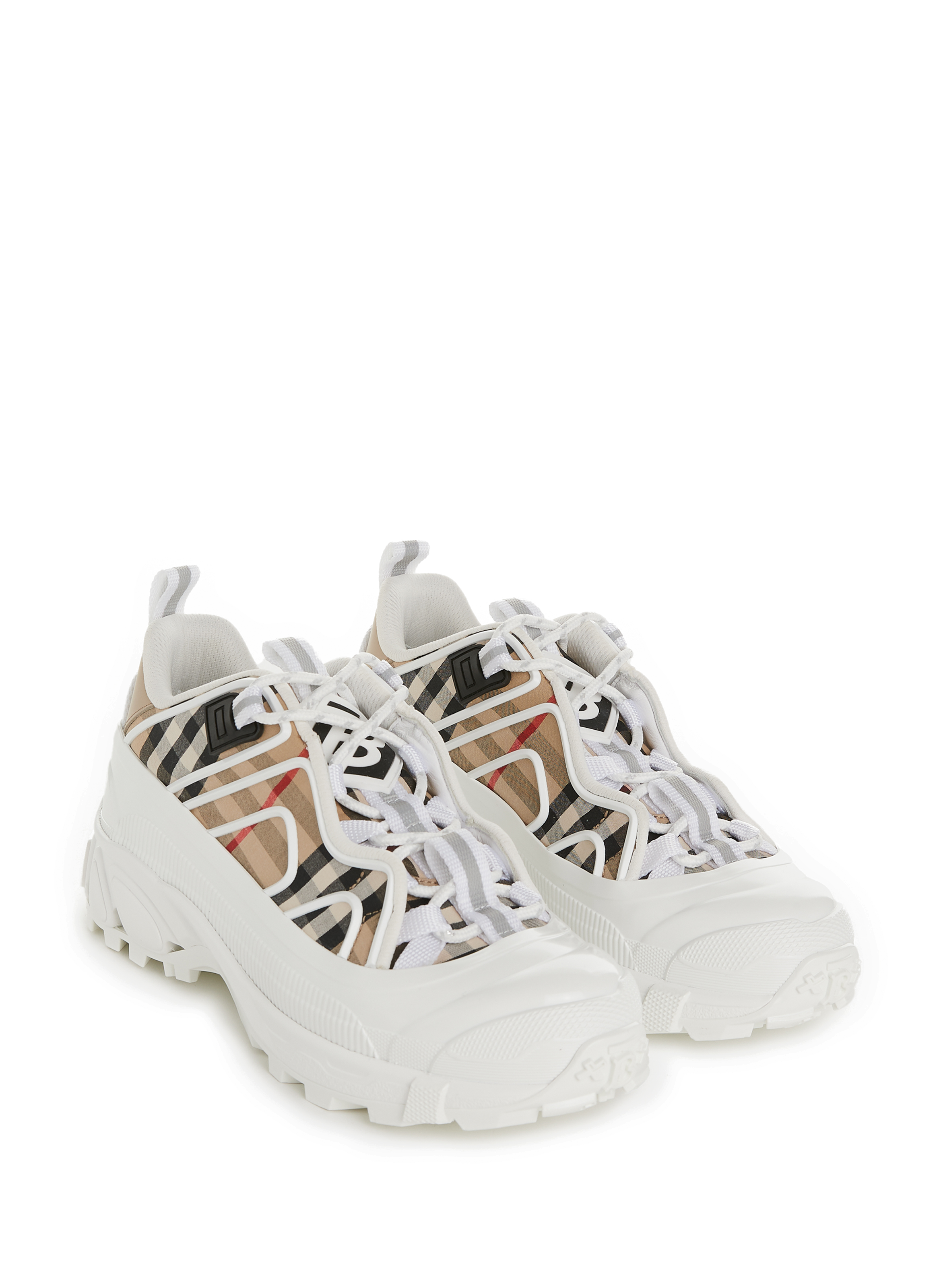 Baskets Arthur en coton Vintage check et cuir BURBERRY Marron