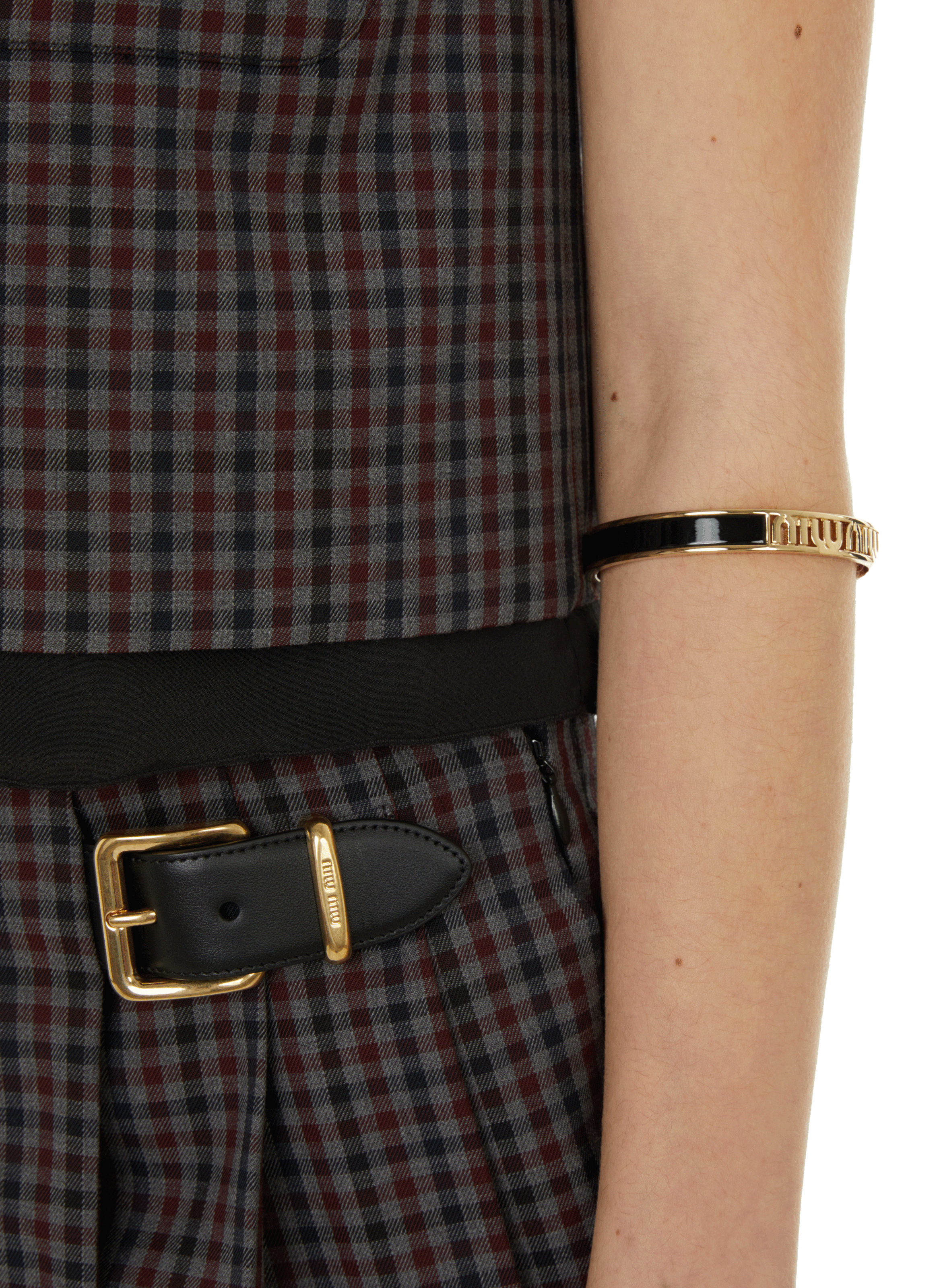 Jupe plissée à carreaux  MIU MIU Rouge