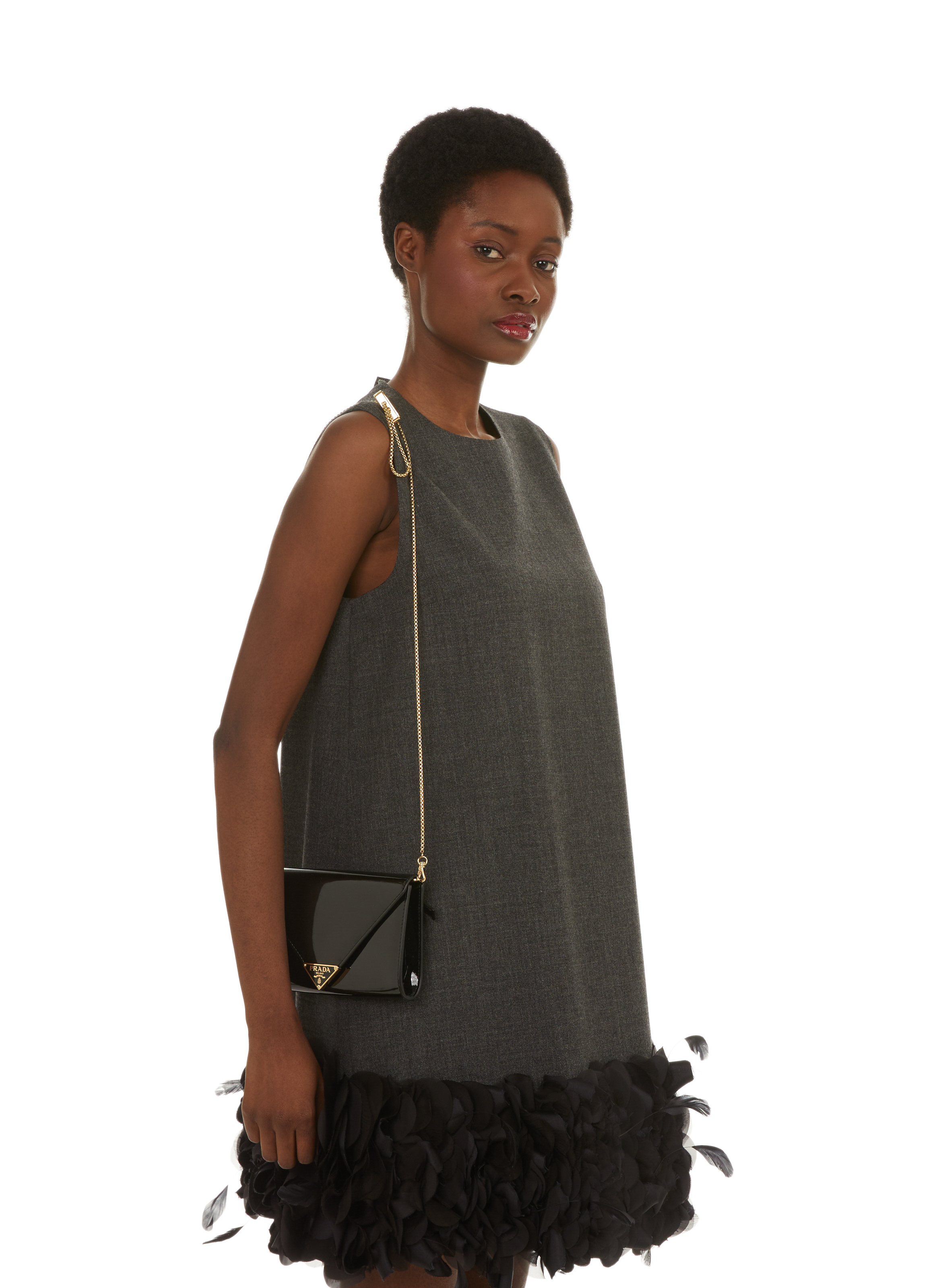 Leather shoulder bag PRADA Black