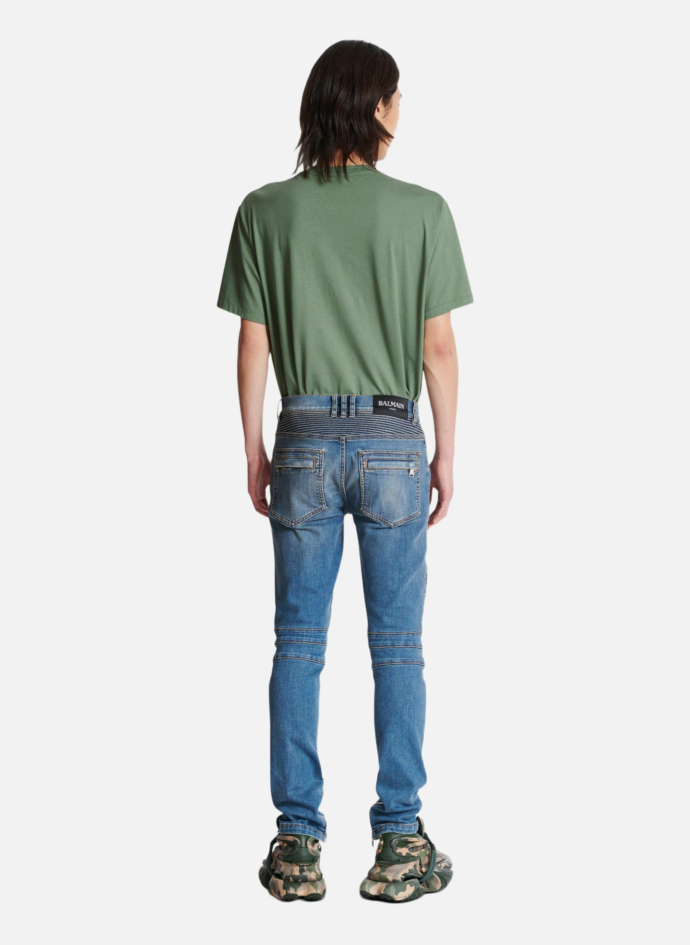 Jean biker slim en denim blue wash BALMAIN Bleu