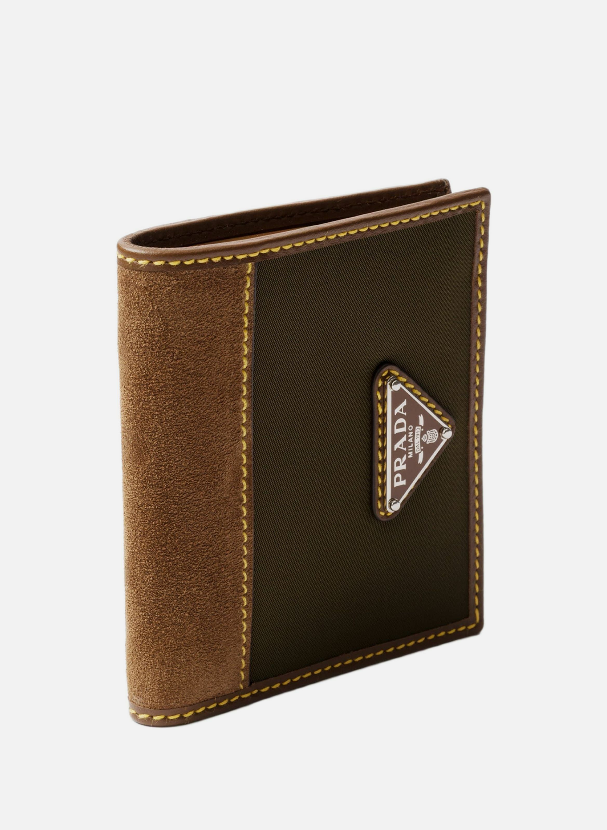 Portefeuille en re-nylon et cuir PRADA Vert