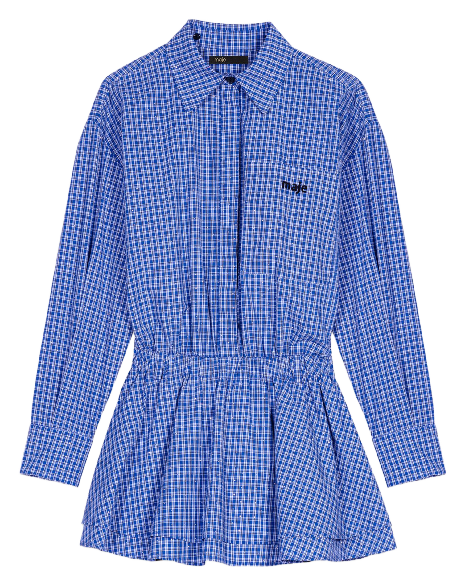 Robe courte col classique en coton MAJE Bleu