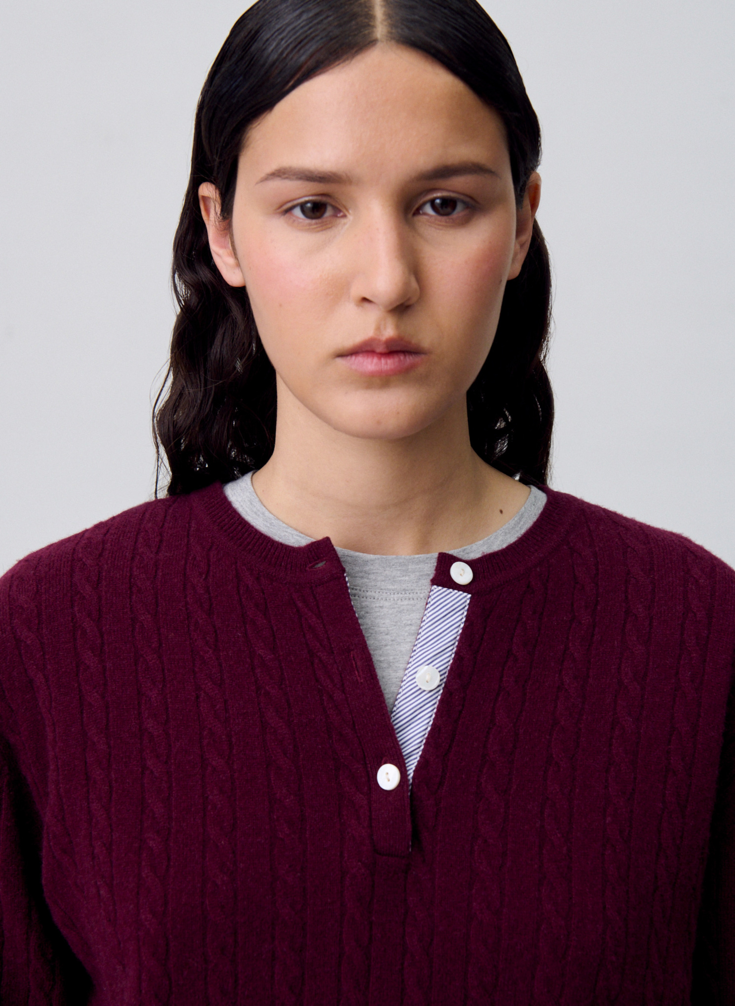 Pull droit en maille tressée CLAUDIE PIERLOT Rouge