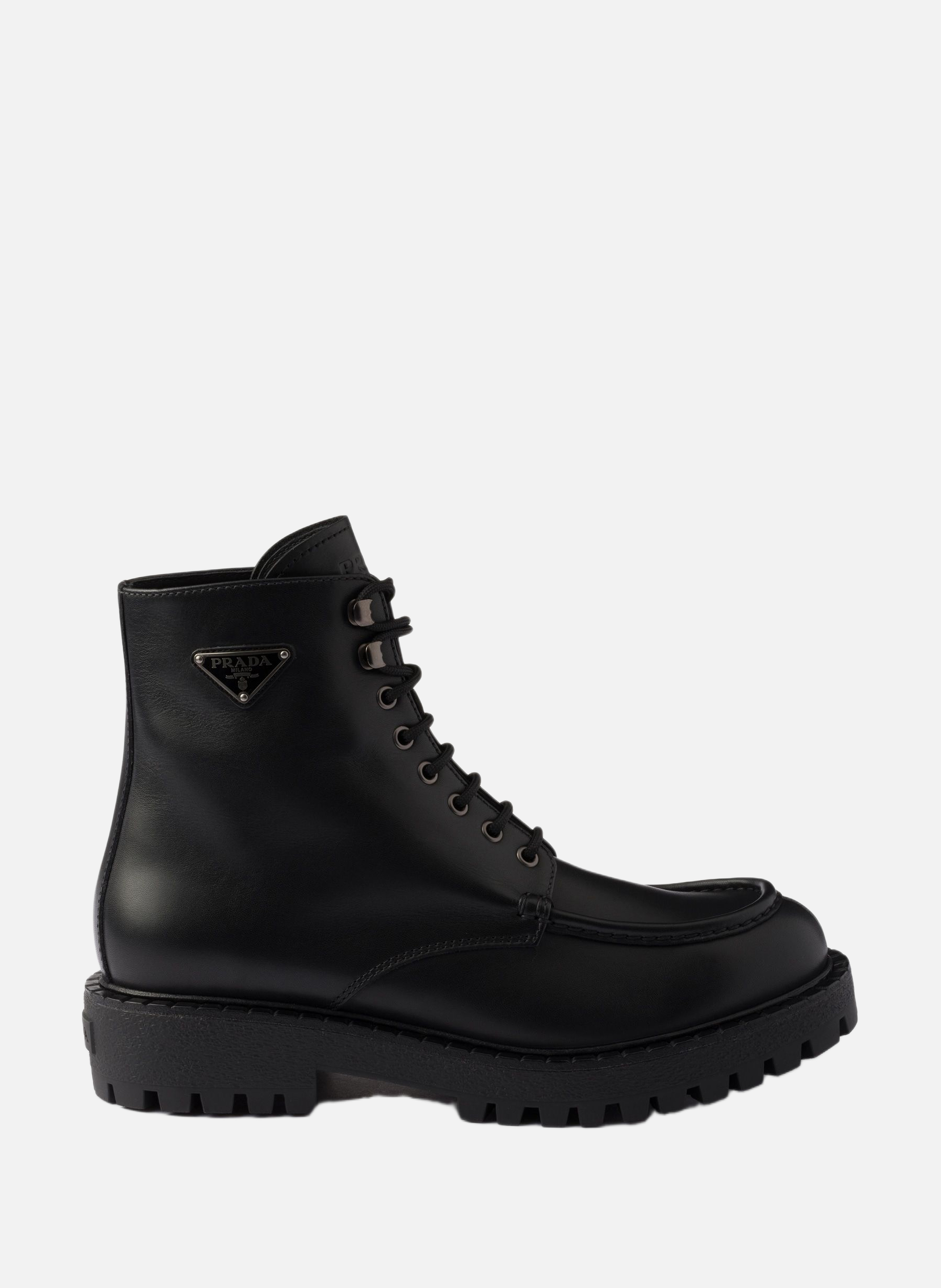 Bottines en cuir à lacets PRADA Noir