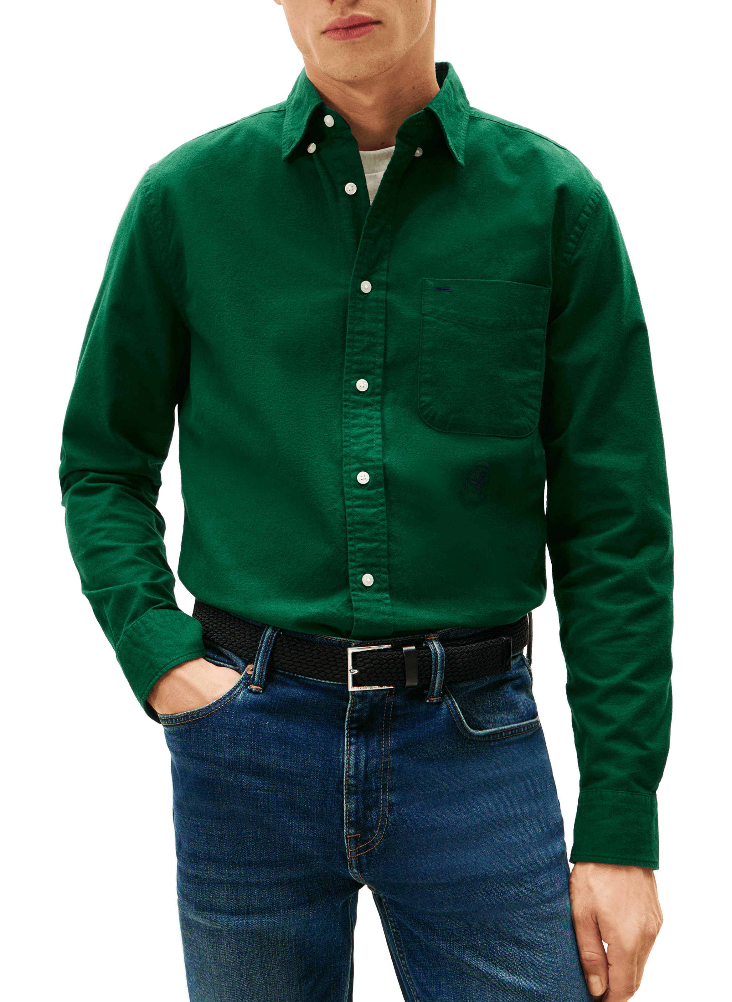 TOMMY HILFIGER Chemise col américain en coton Vert